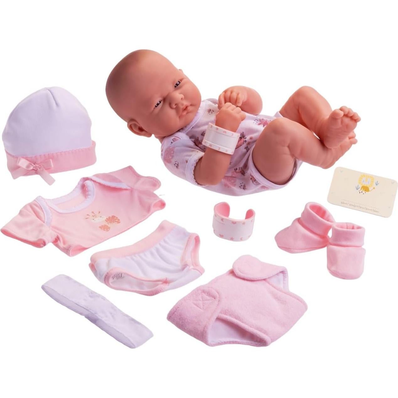 Muñeca bebé realista 35.56 cm con accesorios | JC Toys