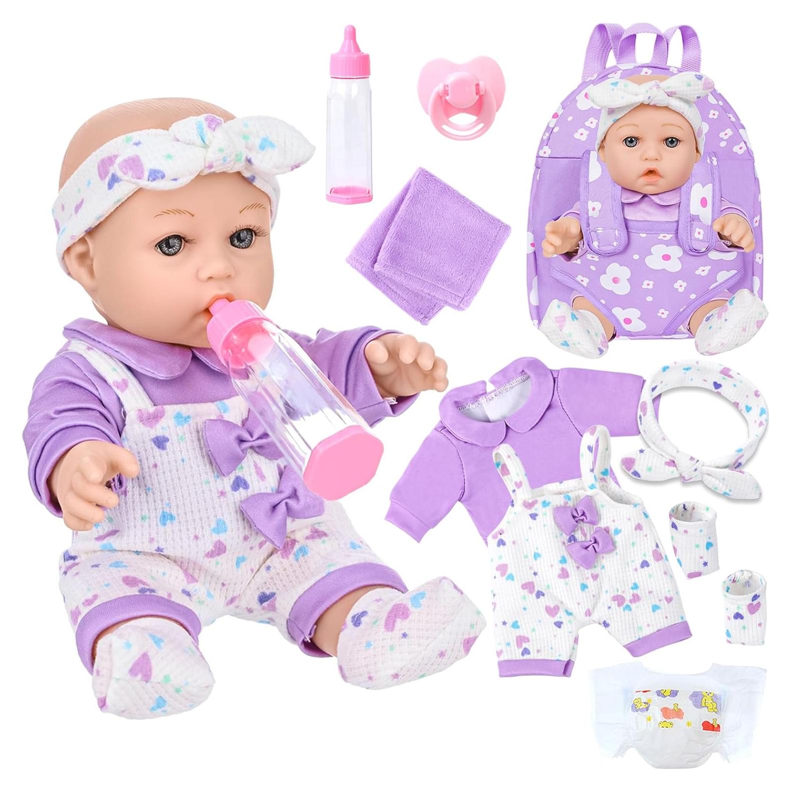 Muñeca UZIDBTO 30 cm con mochila y accesorios para niñas