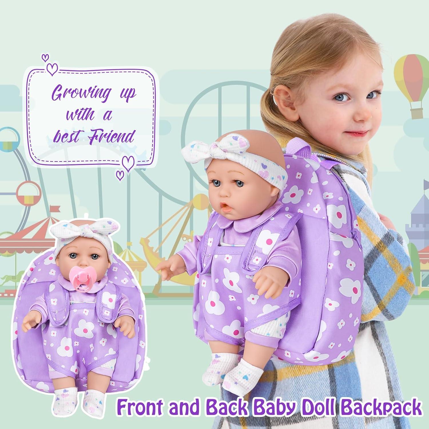 Muñeca UZIDBTO 30 cm con mochila y accesorios para niñas