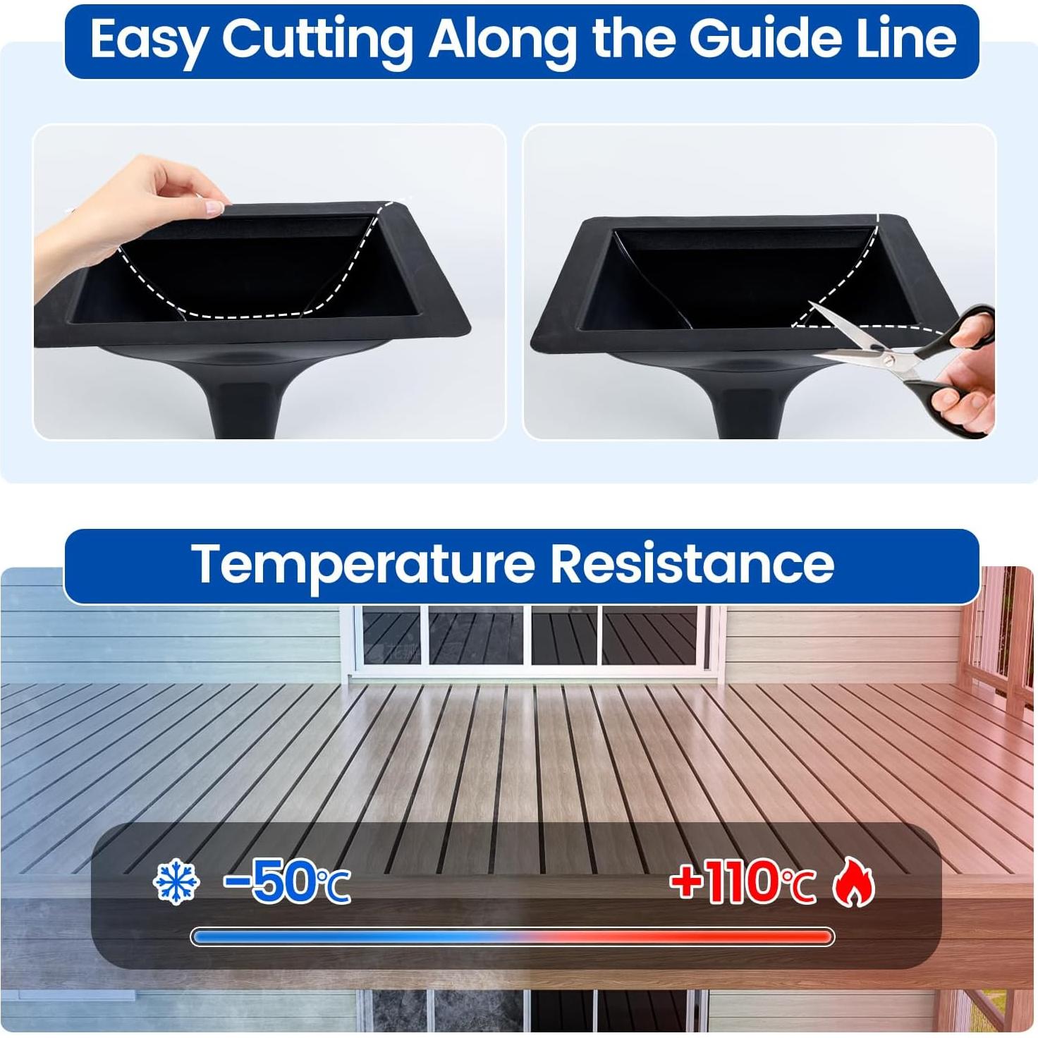 Muzata Sistema de Drenaje Bajo Deck 4PCS Negro PE 45.72x35.56cm