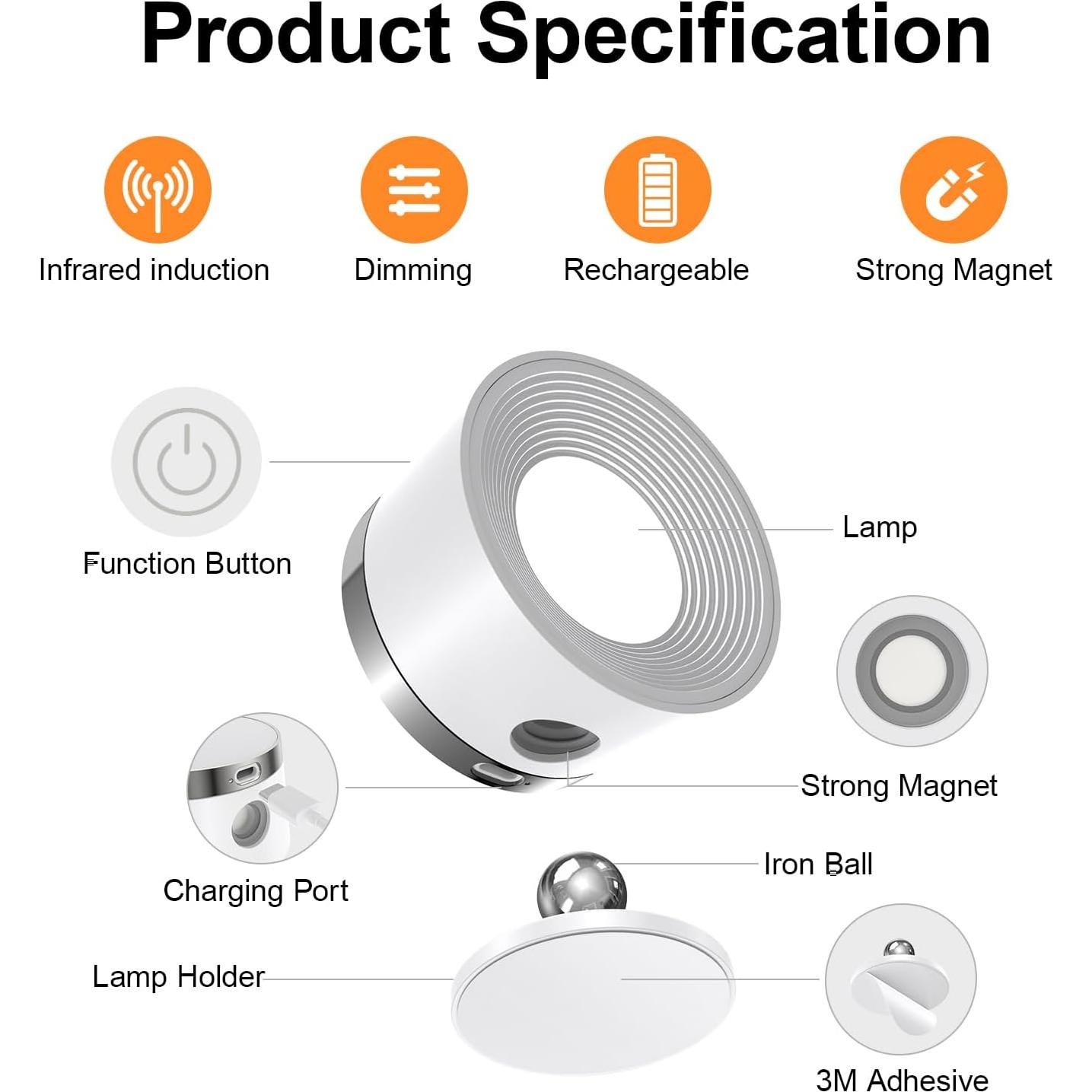 Luz de Pared LED Moobibear con Sensor de Movimiento 3500mAh