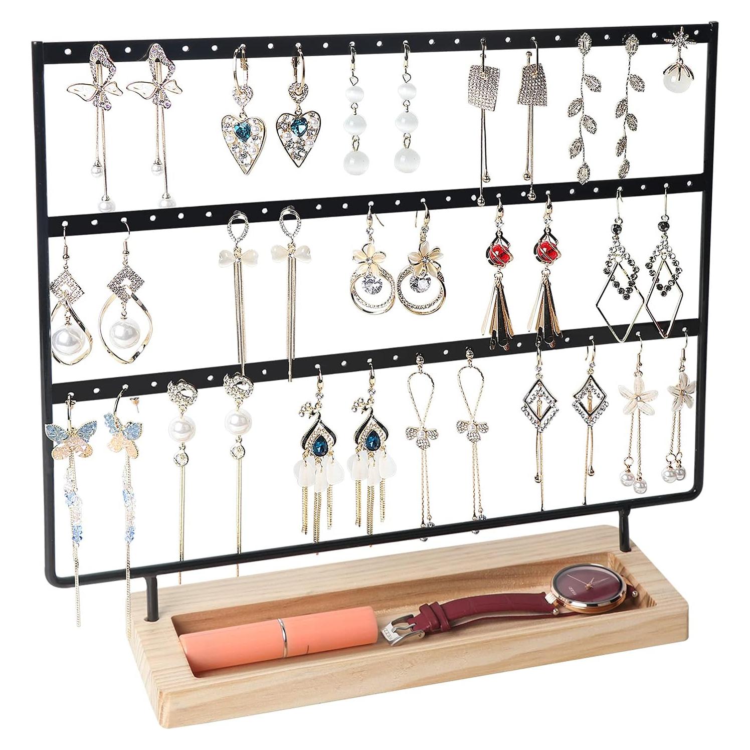 Organizador de Pendientes SOVIA 3 Niveles 75 Agujeros Negro