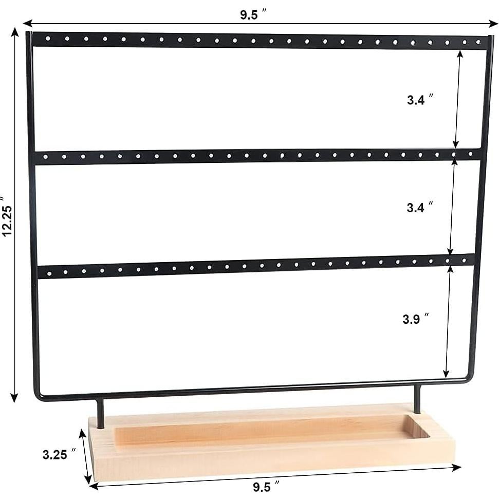 Organizador de Pendientes SOVIA 3 Niveles 75 Agujeros Negro