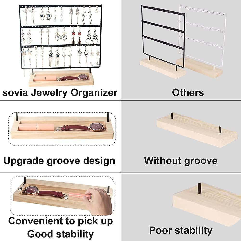 Organizador de Pendientes SOVIA 3 Niveles 75 Agujeros Negro