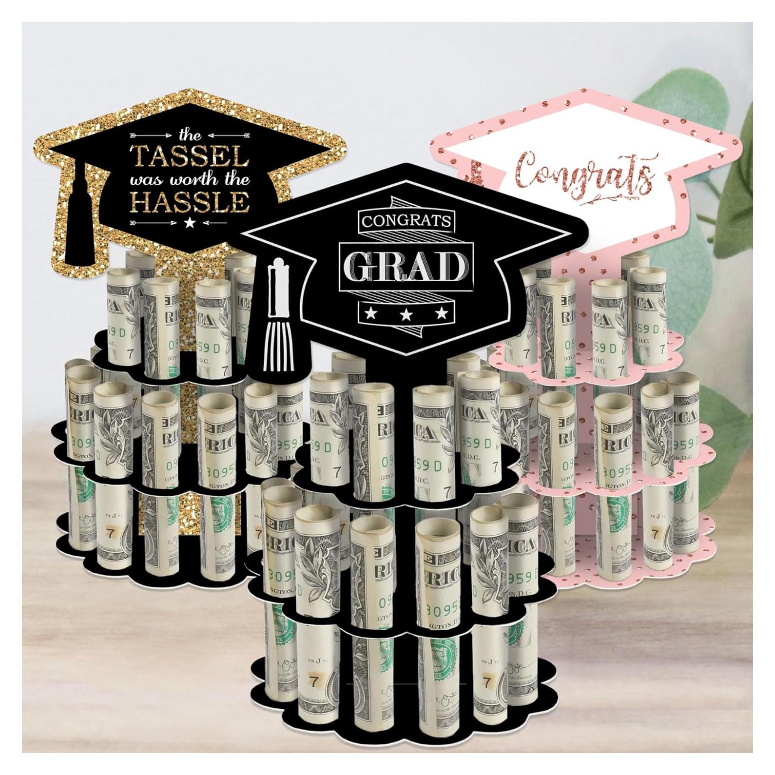 Soporte de Pastel de Dinero Big Dot de Graduación - Set de 3