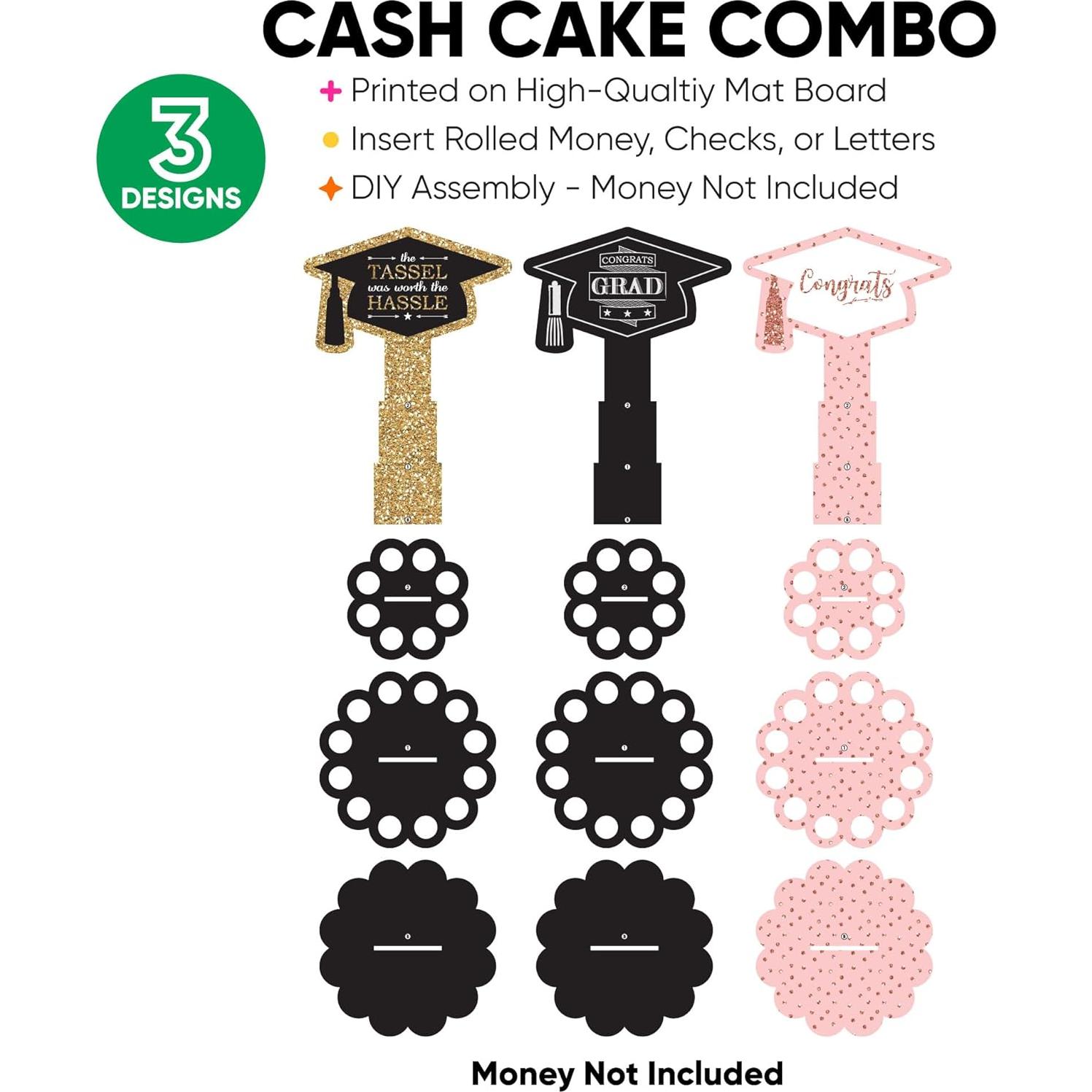 Soporte de Pastel de Dinero Big Dot de Graduación - Set de 3