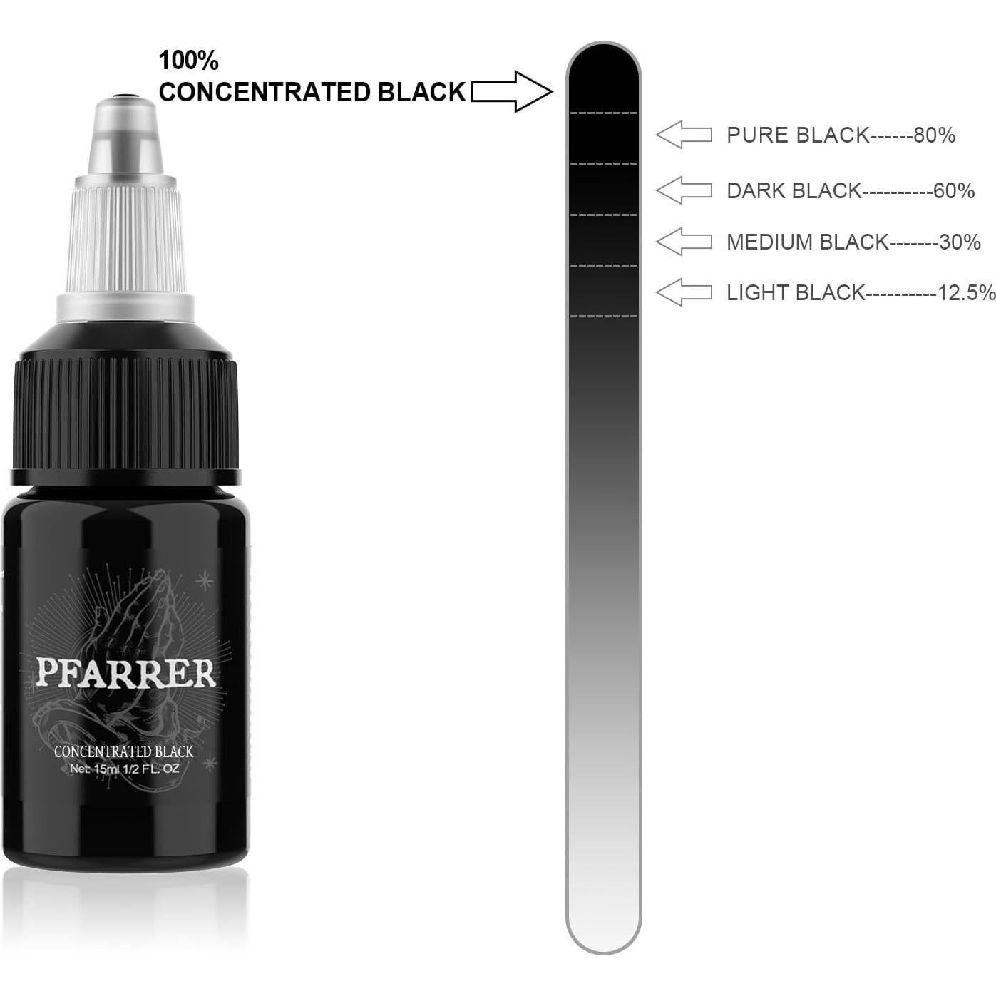 Tinta de Tatuaje Negra PFARRER 15ml Vegana Alta Calidad