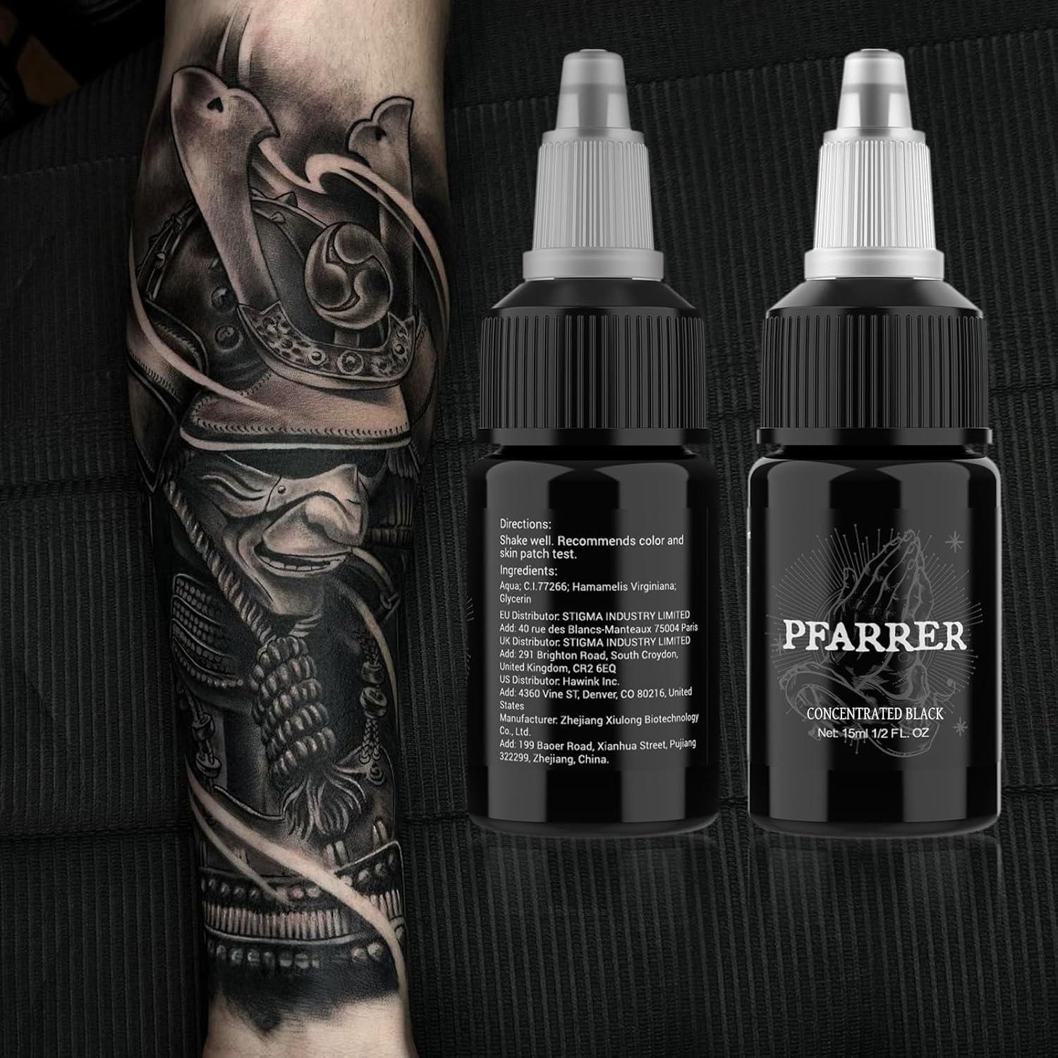 Tinta de Tatuaje Negra PFARRER 15ml Vegana Alta Calidad
