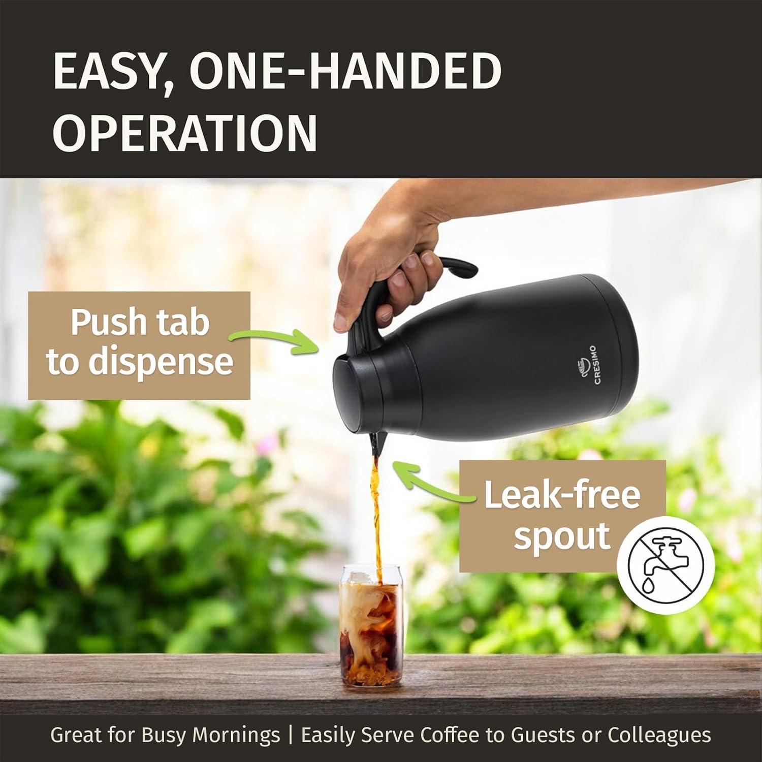 Jarra Térmica Cresimo 2L Acero Inoxidable Negra Aislante