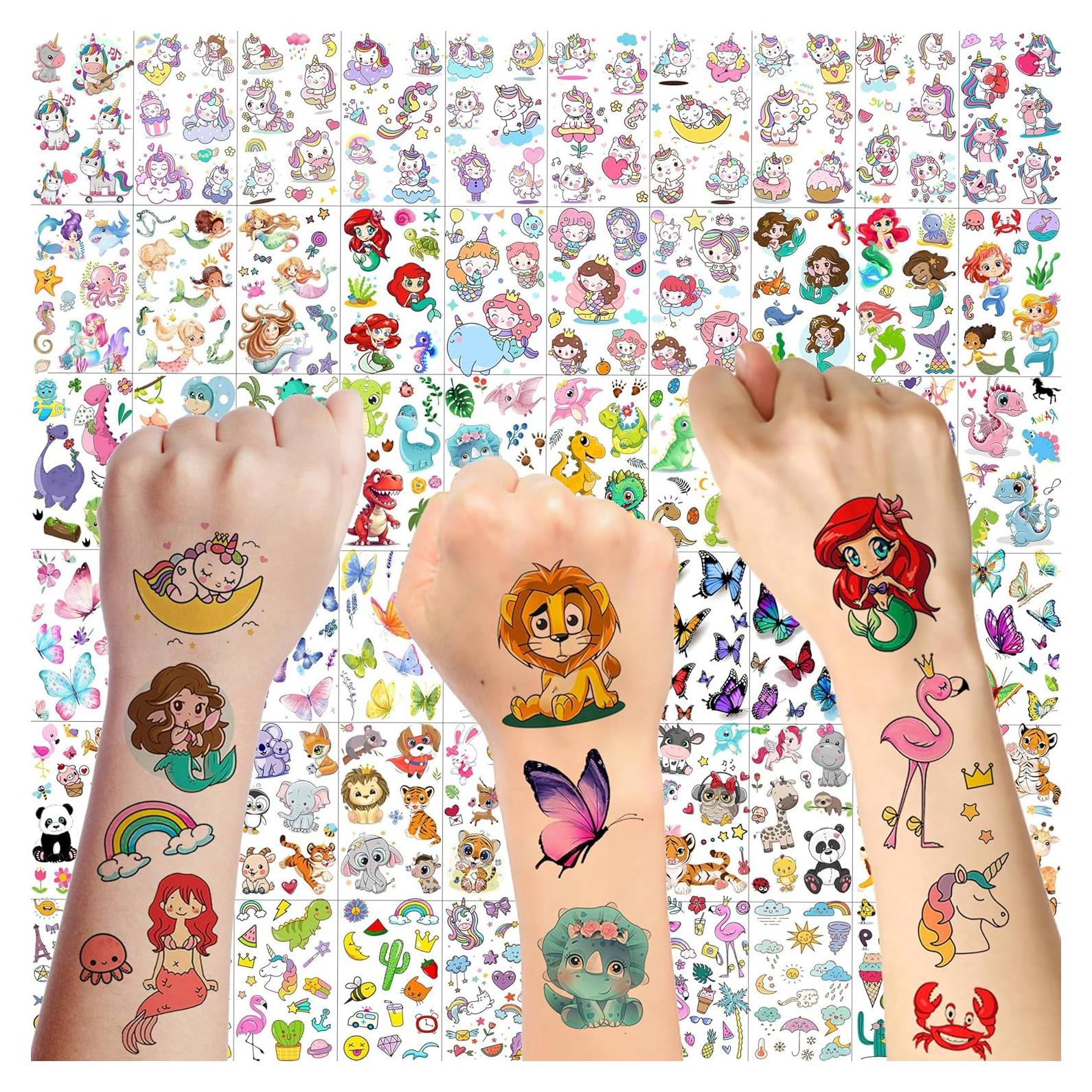 Tatuajes Temporales FANRUI 60 Hojas Animales y Dibujos