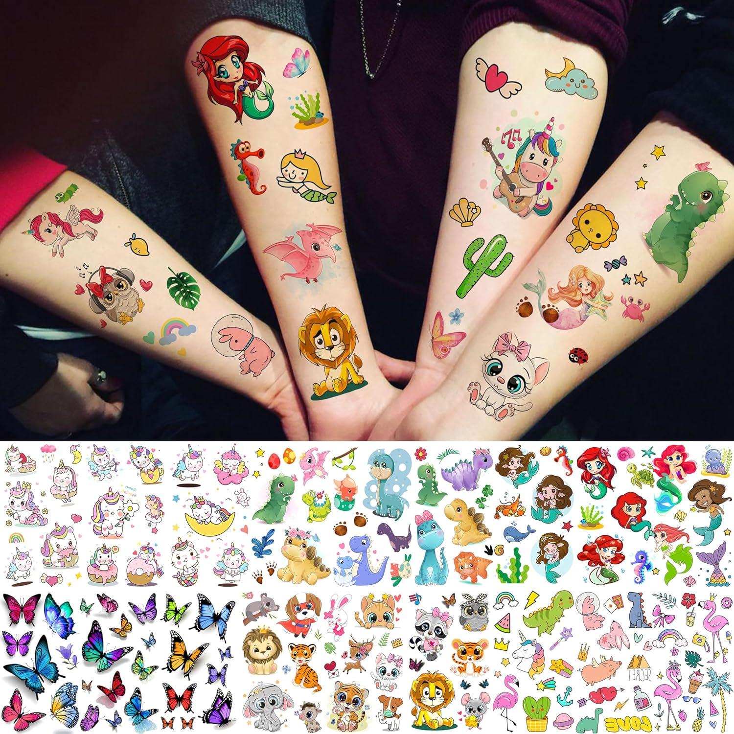 Tatuajes Temporales FANRUI 60 Hojas Animales y Dibujos