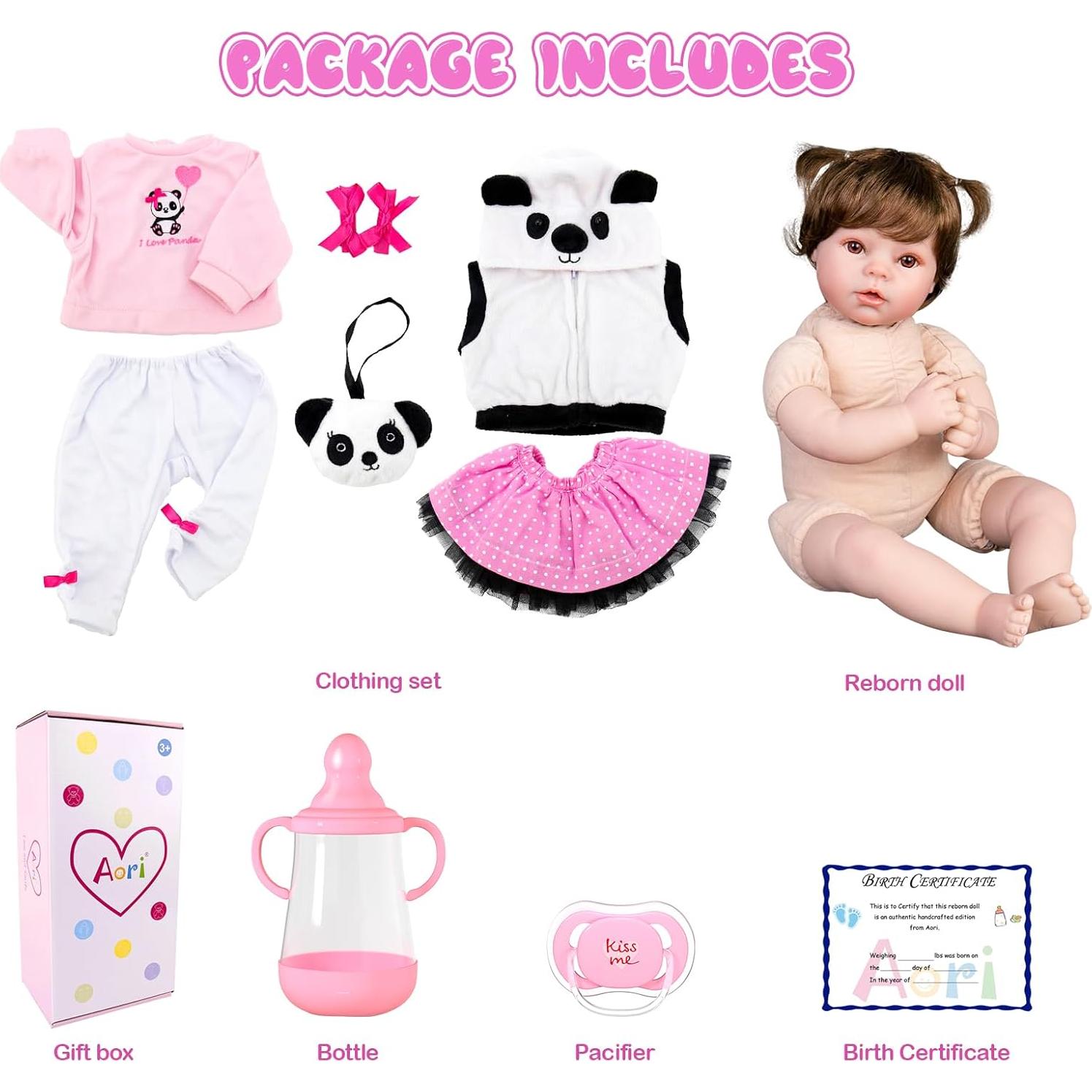 Muñeca Aori Reborn Bebé Realista 55.88 cm con Accesorios