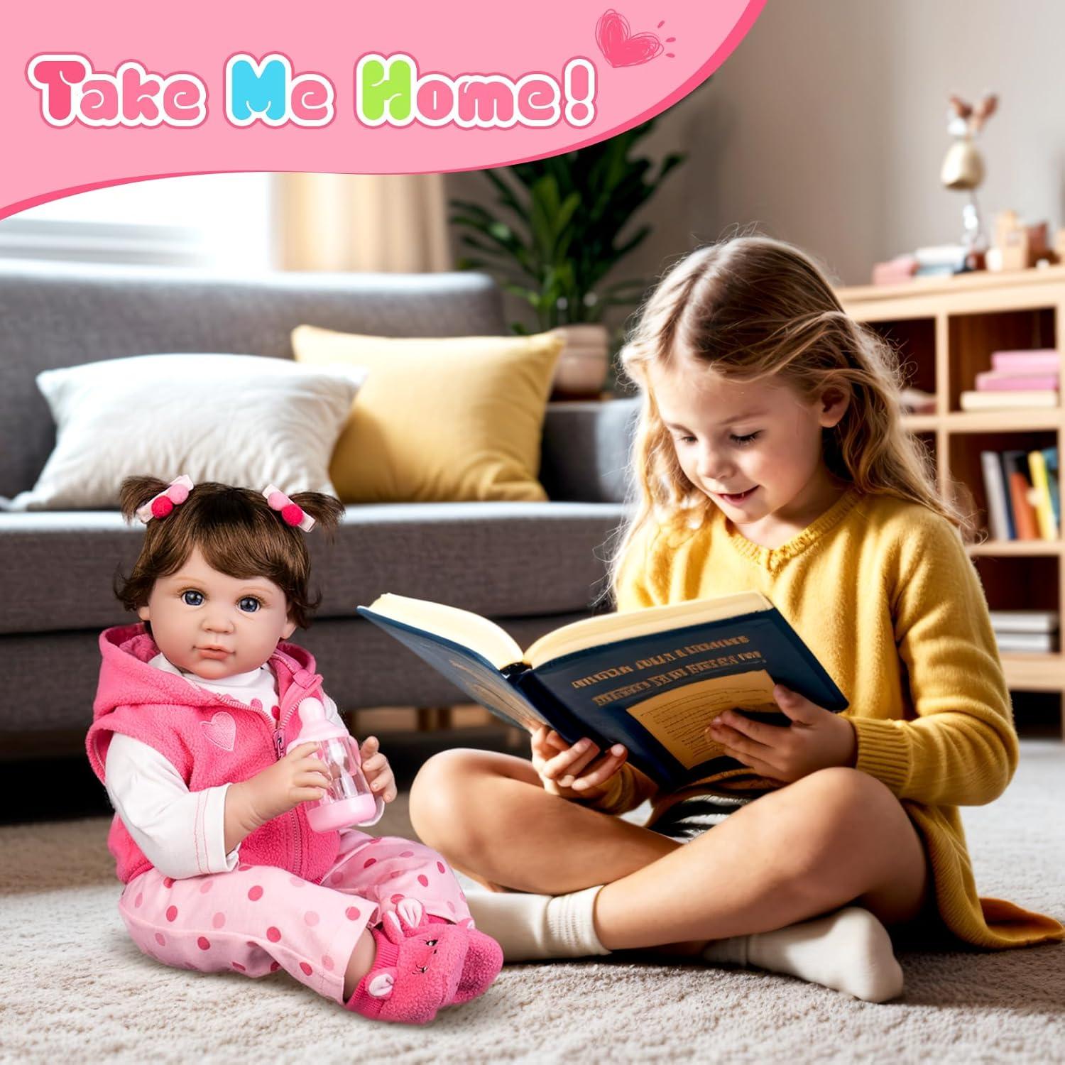 Muñeca Reborn Aori 55.88 cm Bebé Realista con Accesorios