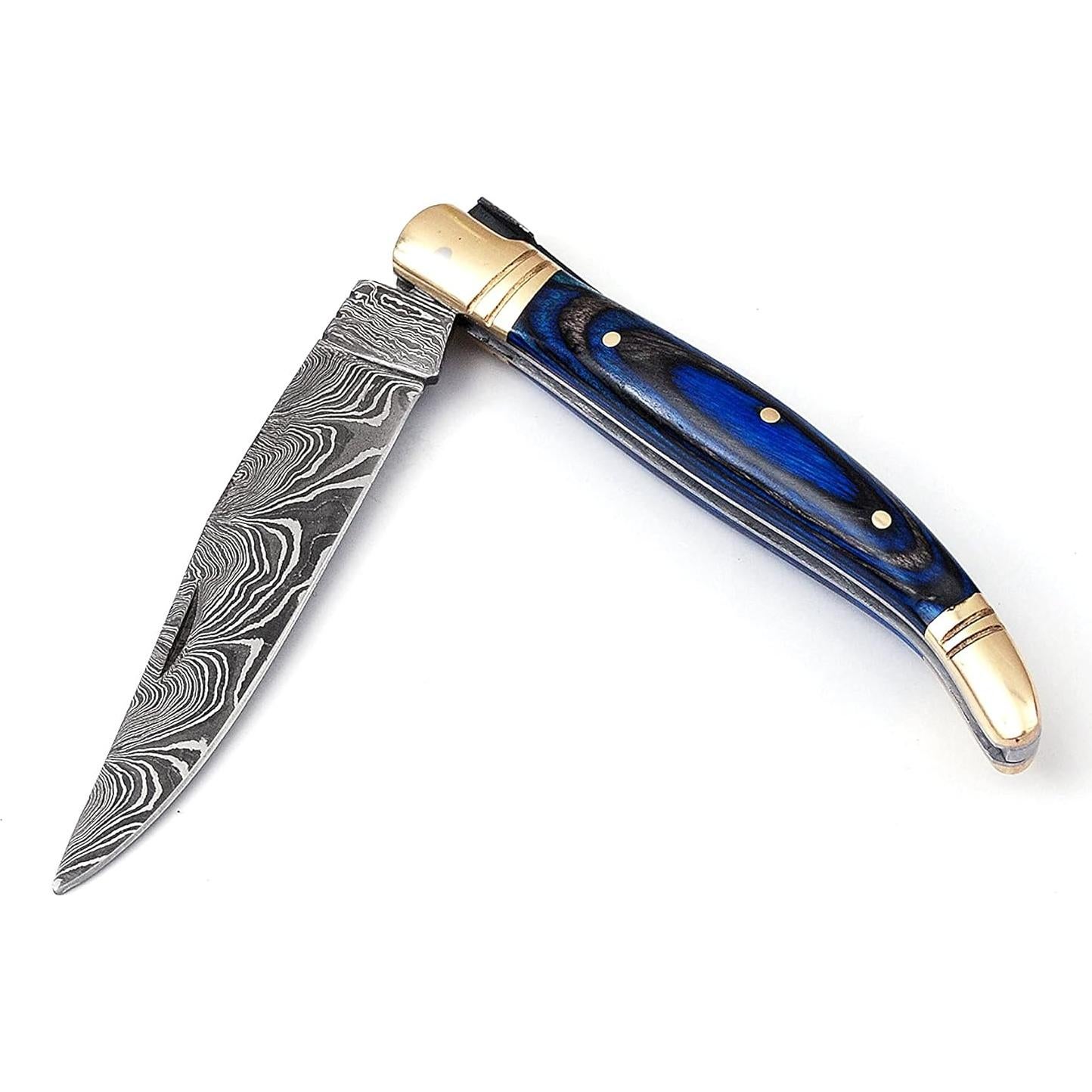 Cuchillo Plegable Palacio de Damasco 21.6 cm con Funda de Cuero