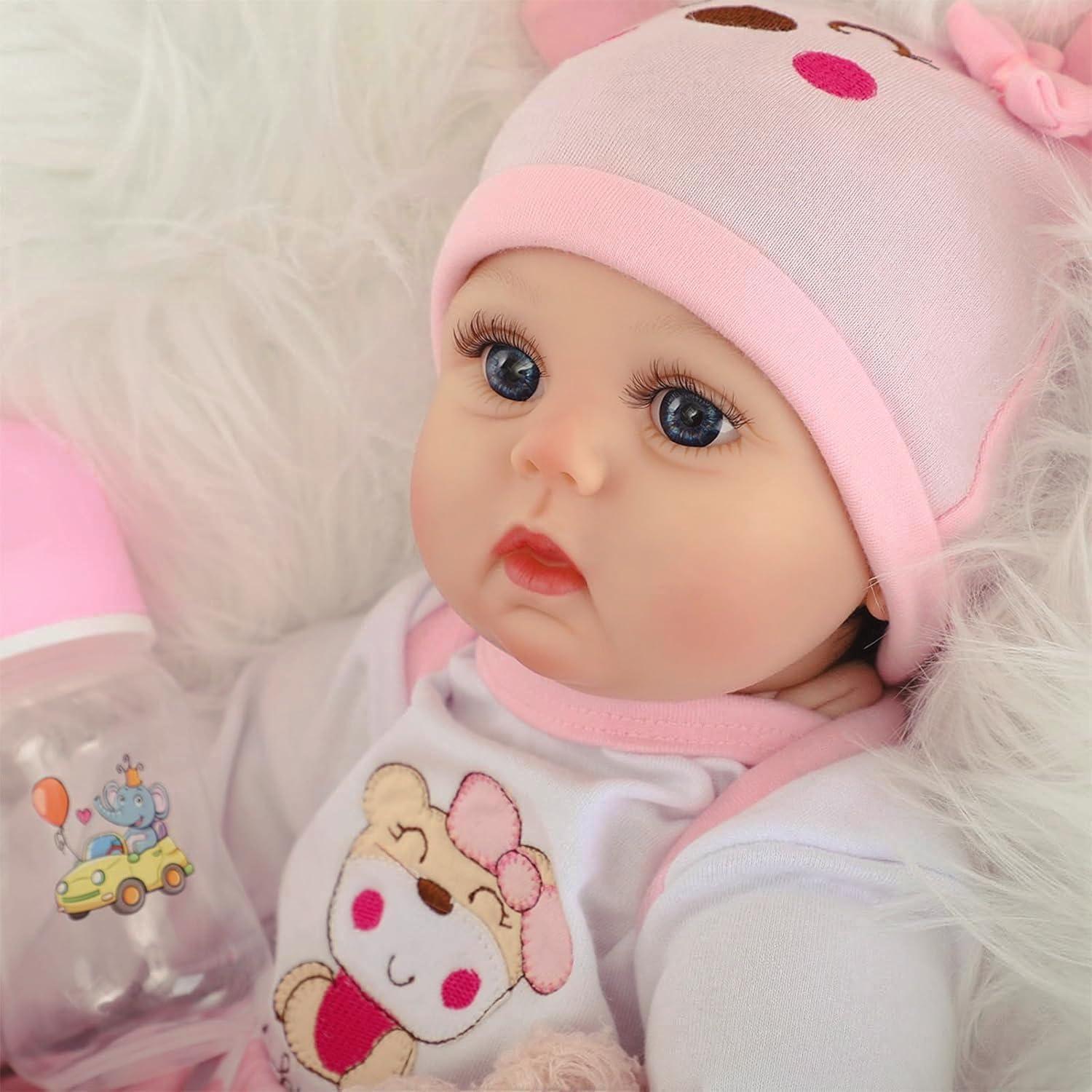 Muñeca Reborn Bebé Niña Kdudgso 55.88 cm Realista con Accesorios