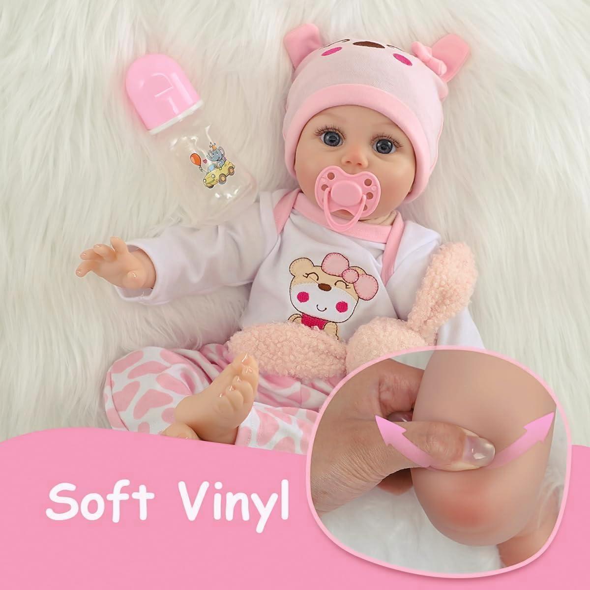 Muñeca Reborn Bebé Niña Kdudgso 55.88 cm Realista con Accesorios