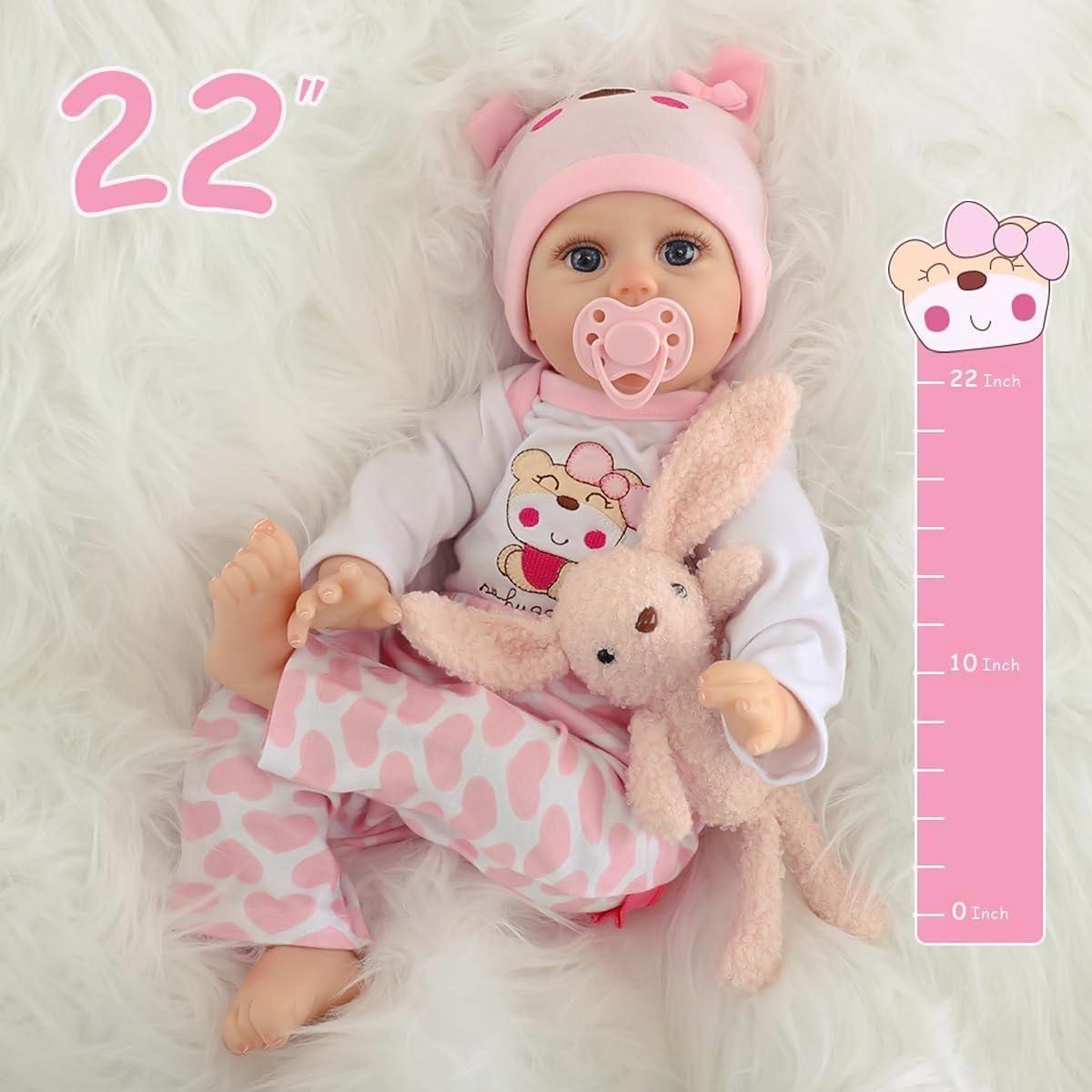 Muñeca Reborn Bebé Niña Kdudgso 55.88 cm Realista con Accesorios
