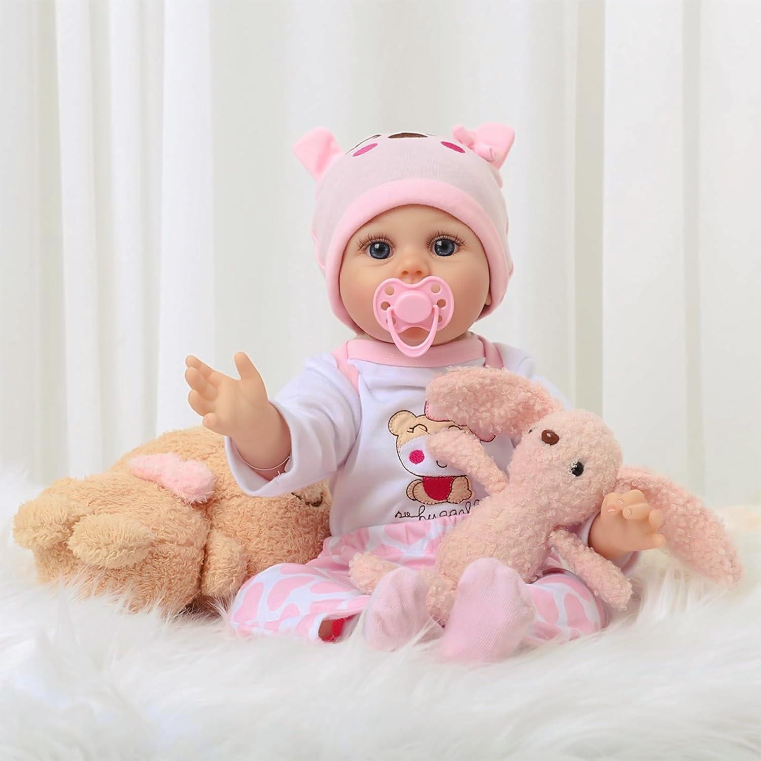 Muñeca Reborn Bebé Niña Kdudgso 55.88 cm Realista con Accesorios