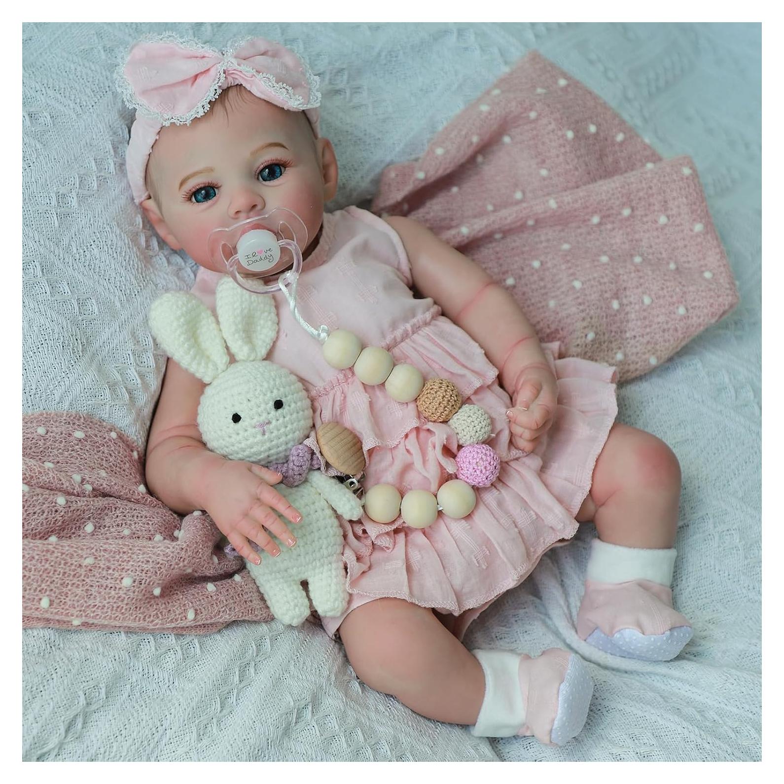 Muñeca Reborn Realista KSBD 45.72 cm Cuerpo Suave Rosa