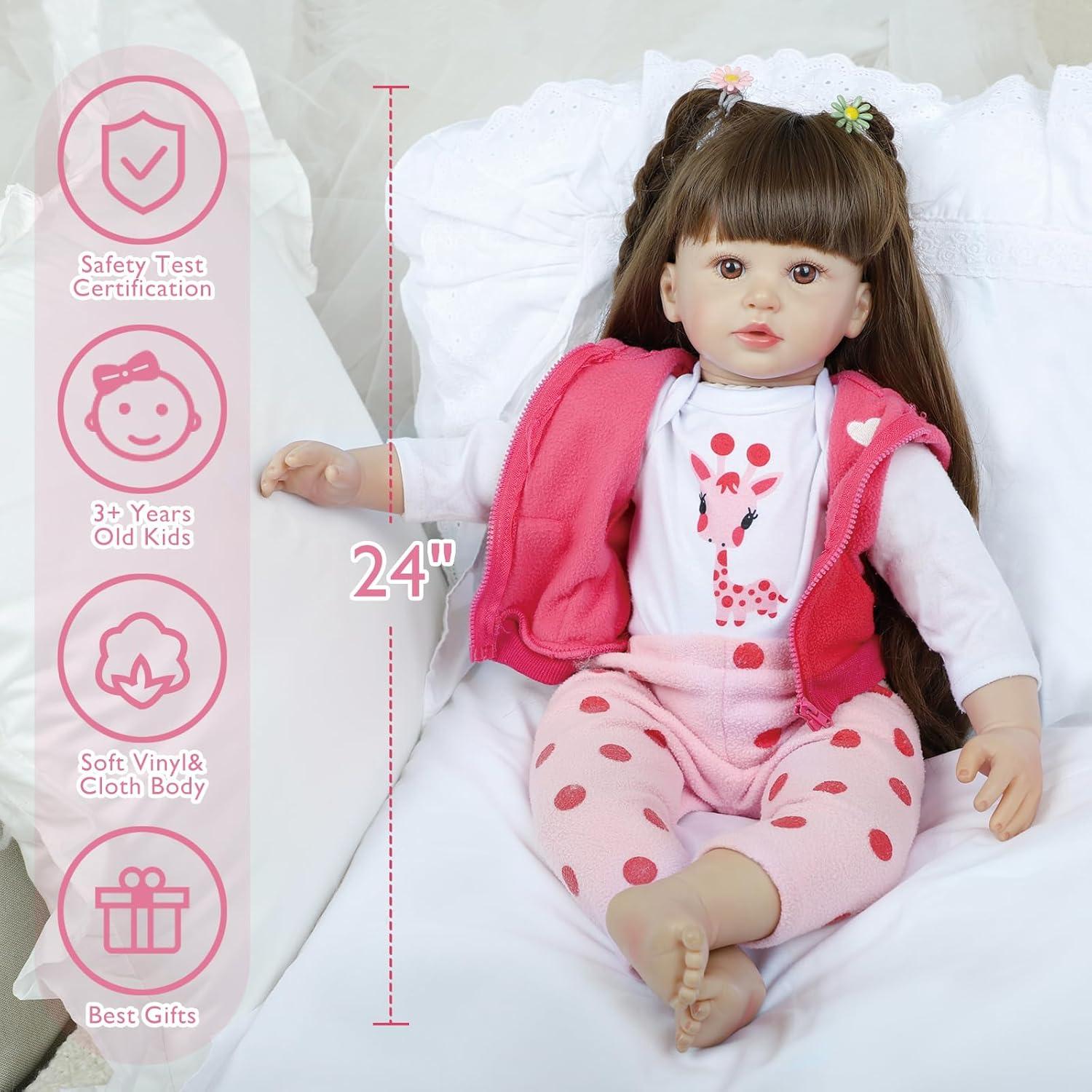 Muñeca Reborn Kdudgso 60 cm Realista con Accesorios