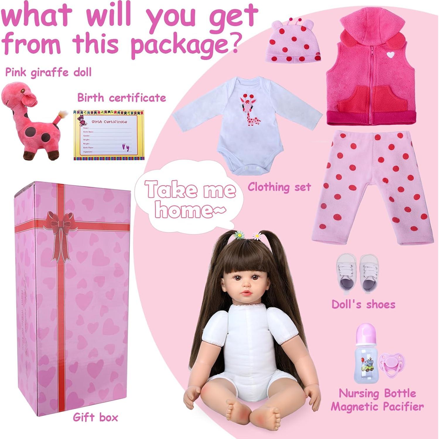 Muñeca Reborn Kdudgso 60 cm Realista con Accesorios