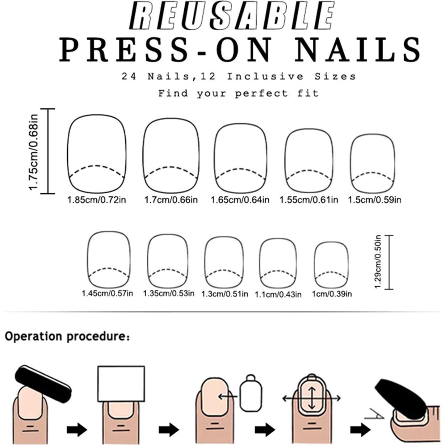 Uñas Postizas Cortas Acrílicas Vopintpy 24 Piezas Día de la Independencia