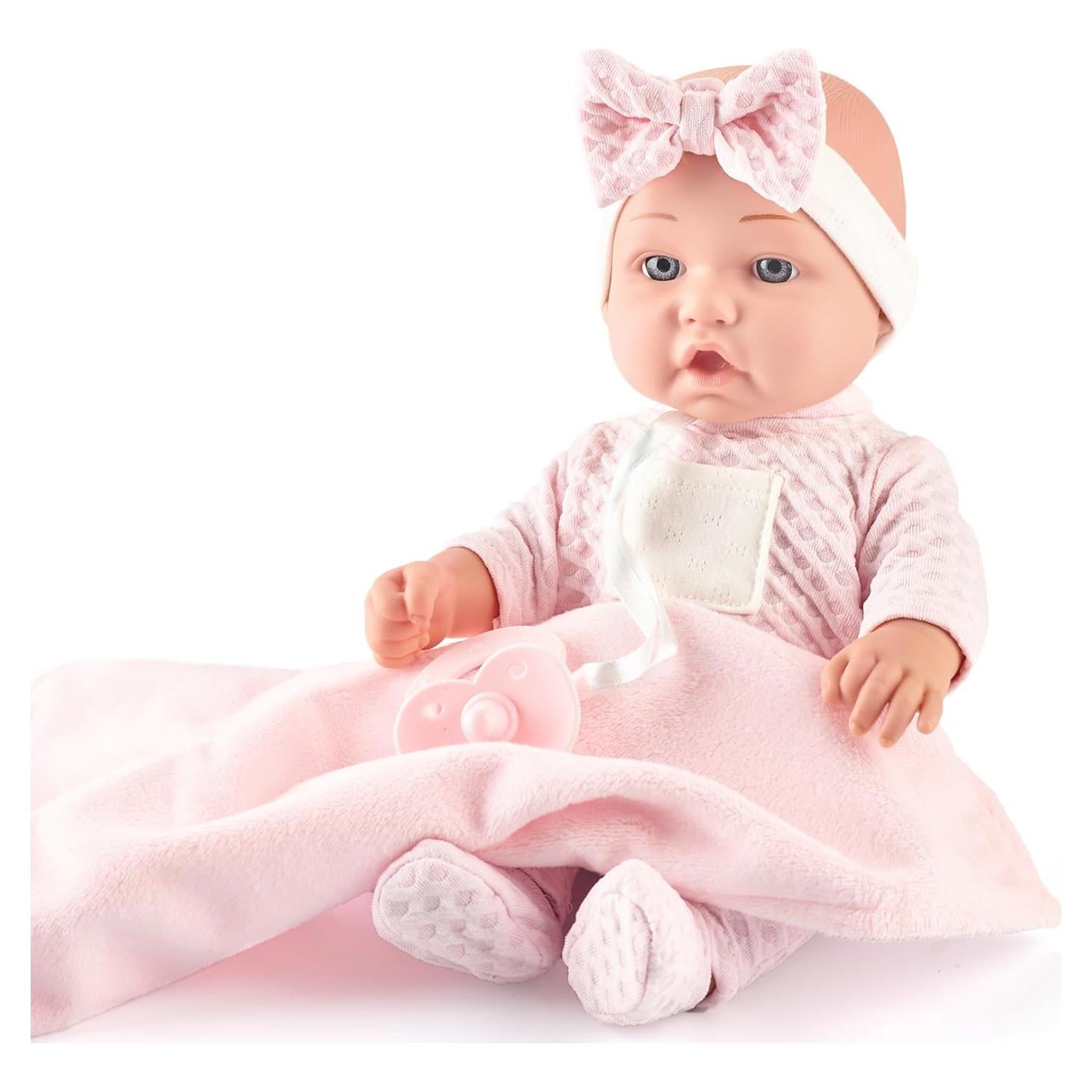 Muñeca Bebé Realista eDollable 30 cm con Chupete y Biberón