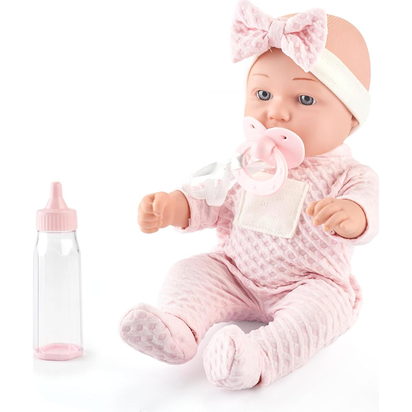 Muñeca Bebé Realista eDollable 30 cm con Chupete y Biberón