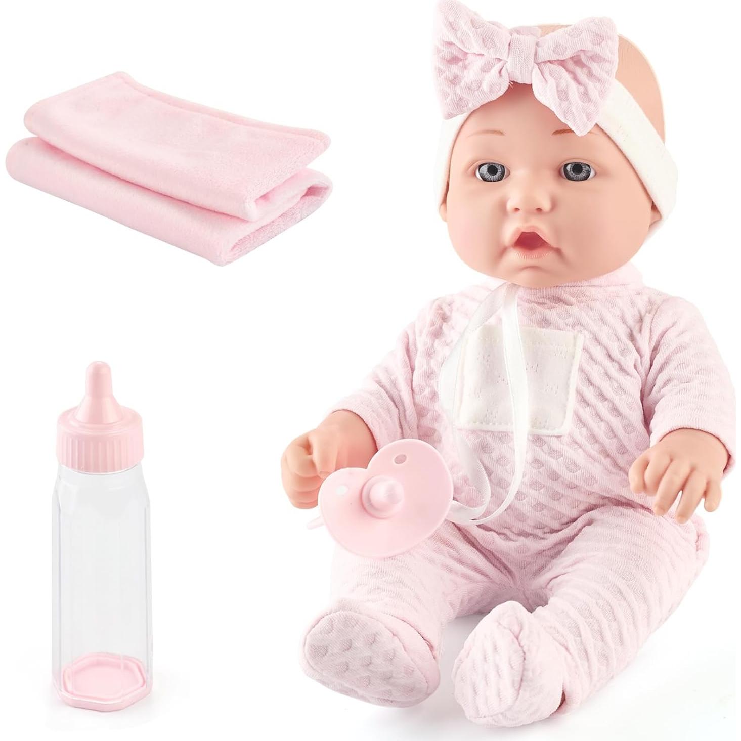 Muñeca Bebé Realista eDollable 30 cm con Chupete y Biberón