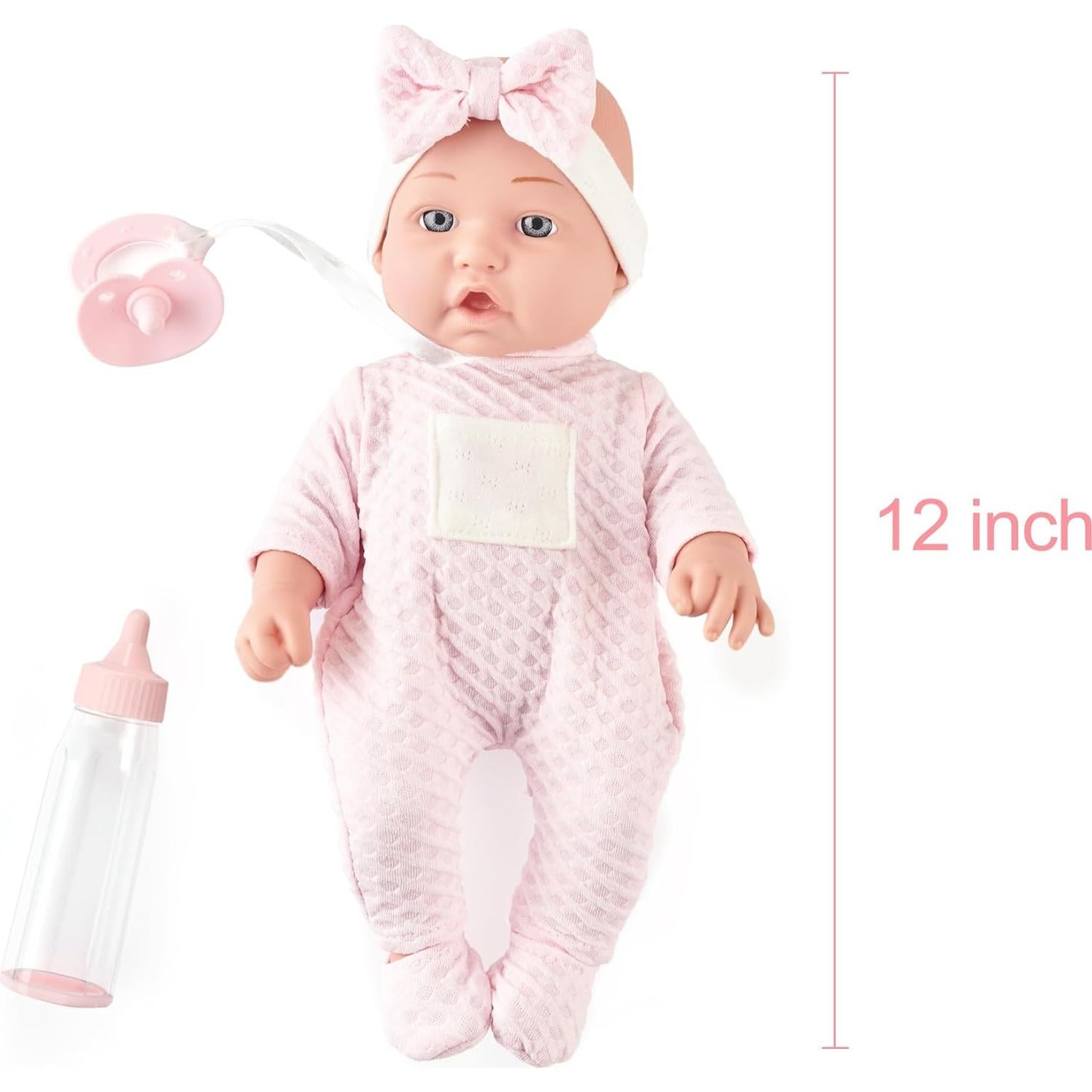 Muñeca Bebé Realista eDollable 30 cm con Chupete y Biberón