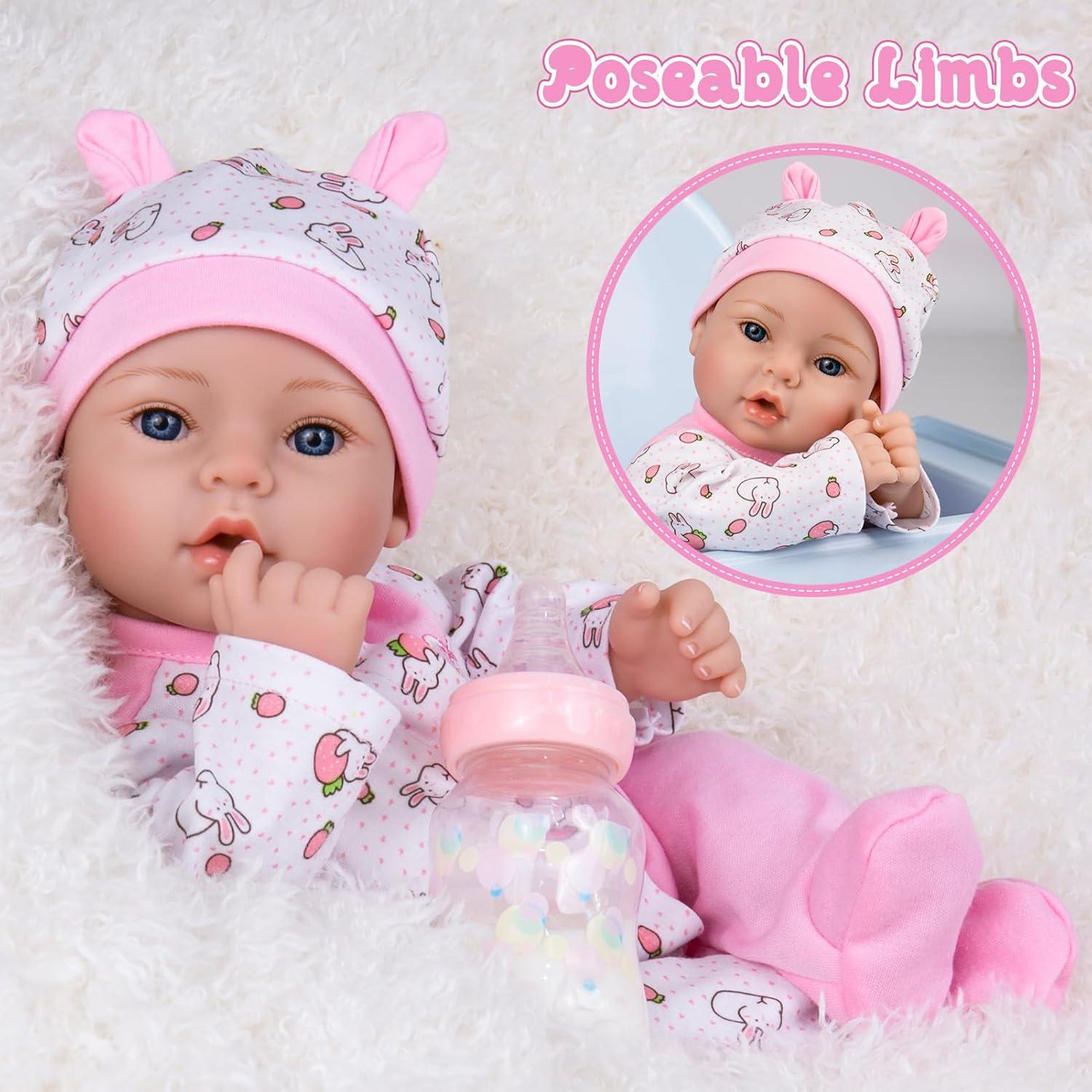 Muñeca Reborn Aori 45.72 cm Niña Bebé Realista Rosa