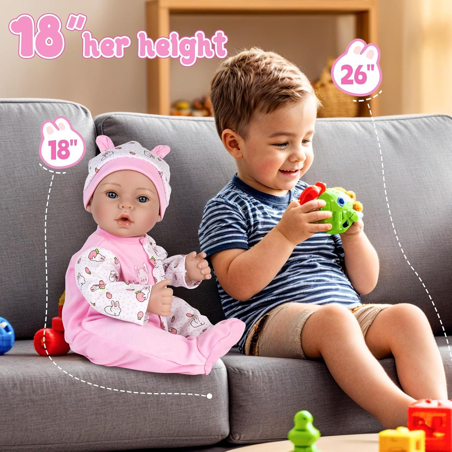 Muñeca Reborn Aori 45.72 cm Niña Bebé Realista Rosa