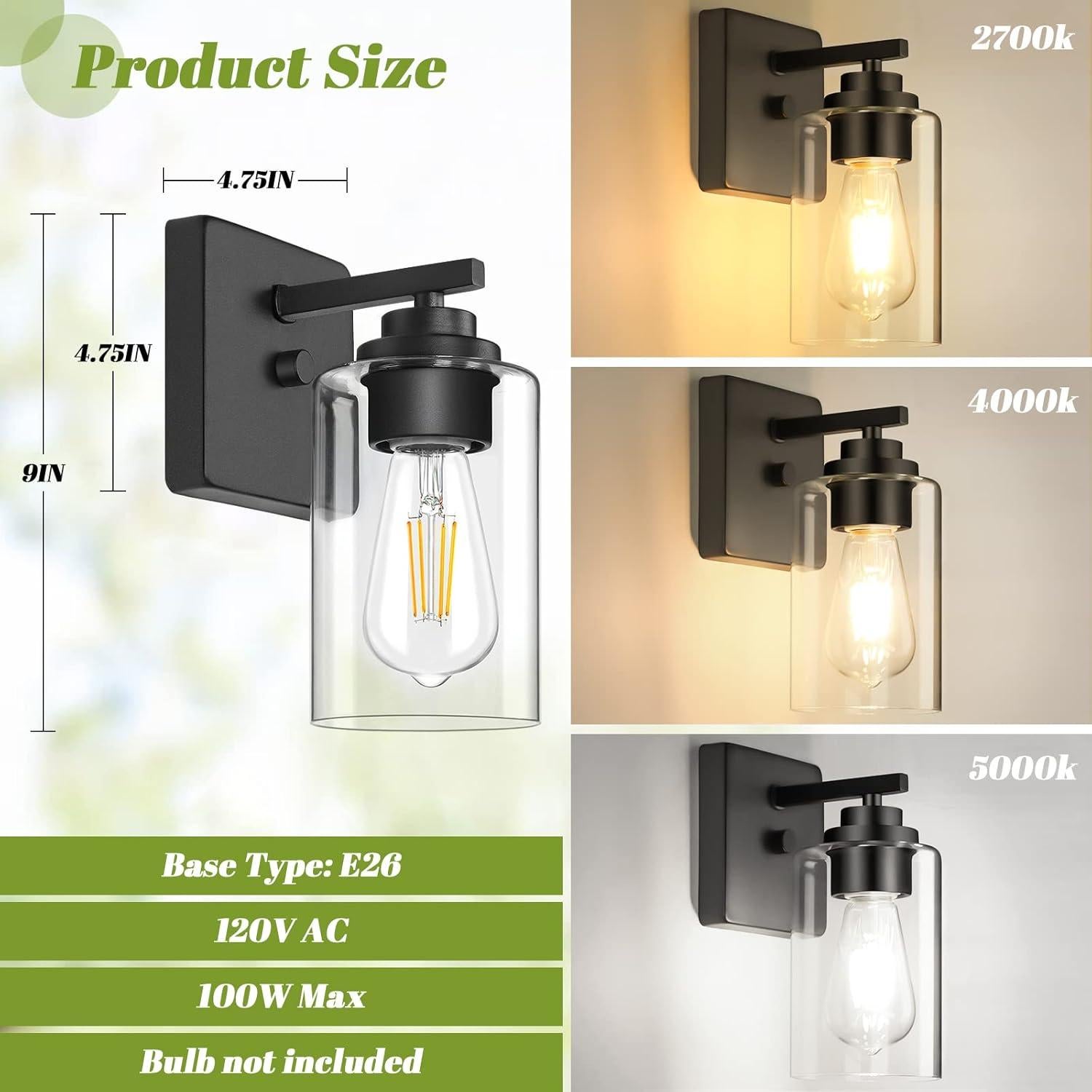 Juego de 2 Apliques de Pared Modernos VerRon Negro Mate