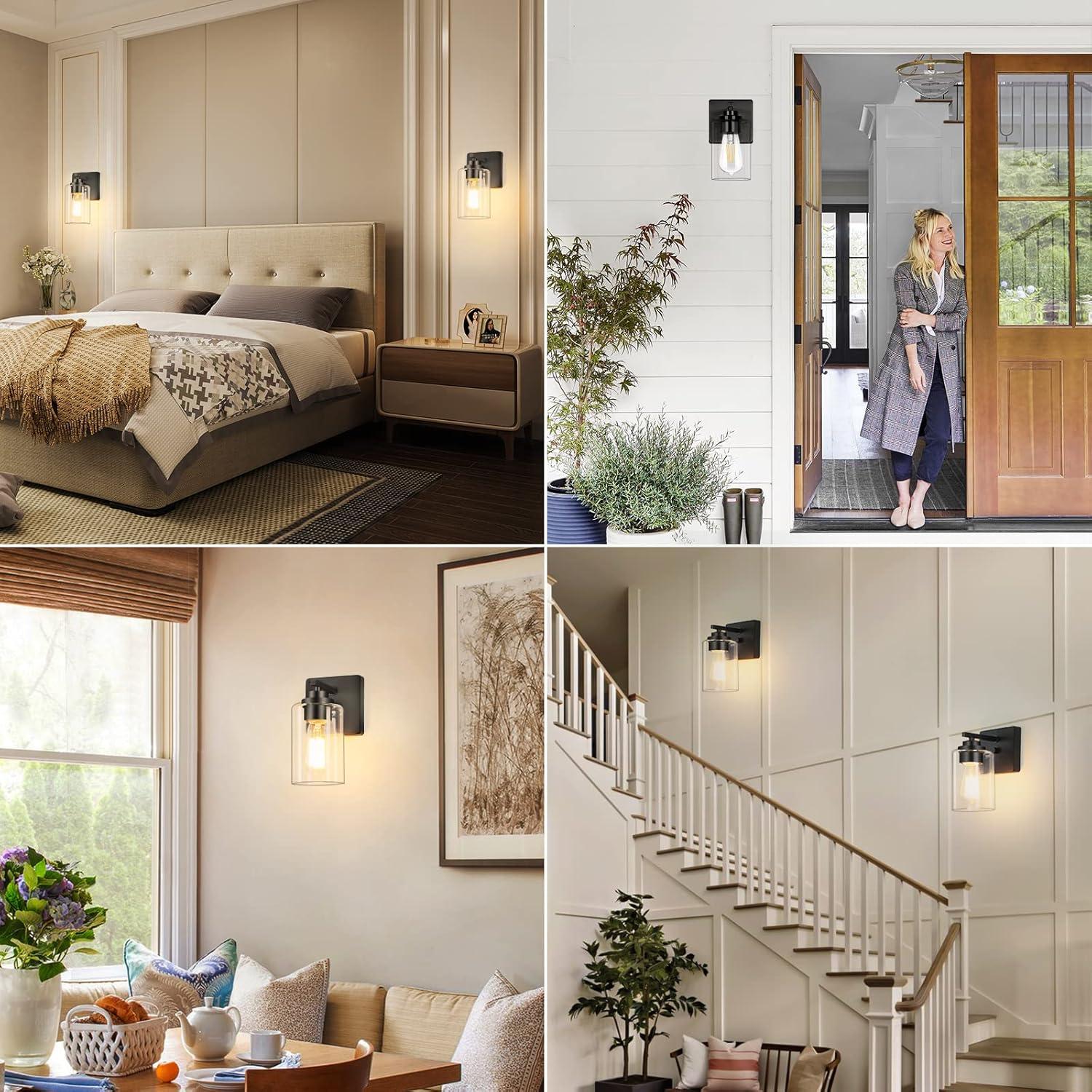 Juego de 2 Apliques de Pared Modernos VerRon Negro Mate