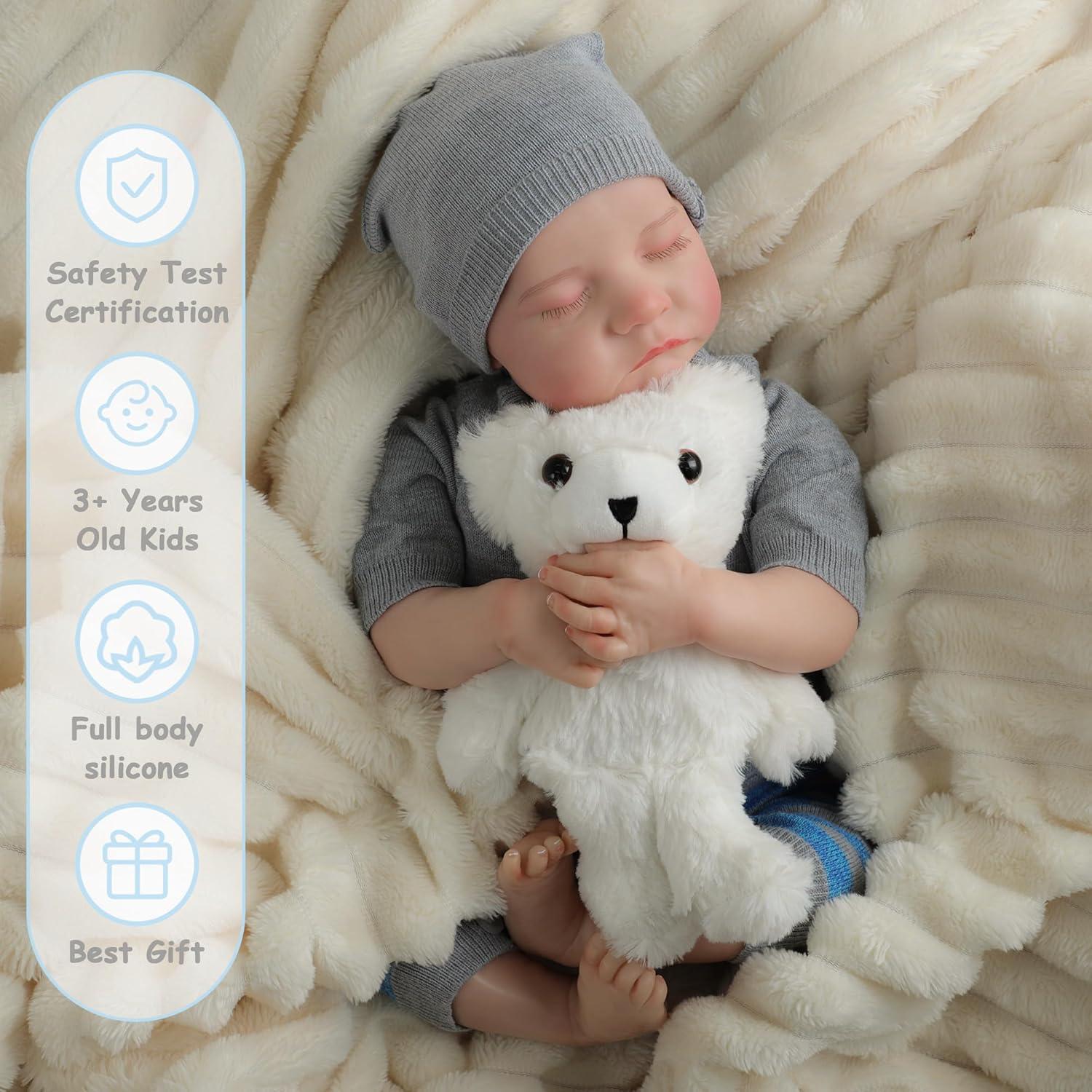 Muñeca Reborn Realista 45 cm Aron con Certificado y Juguete