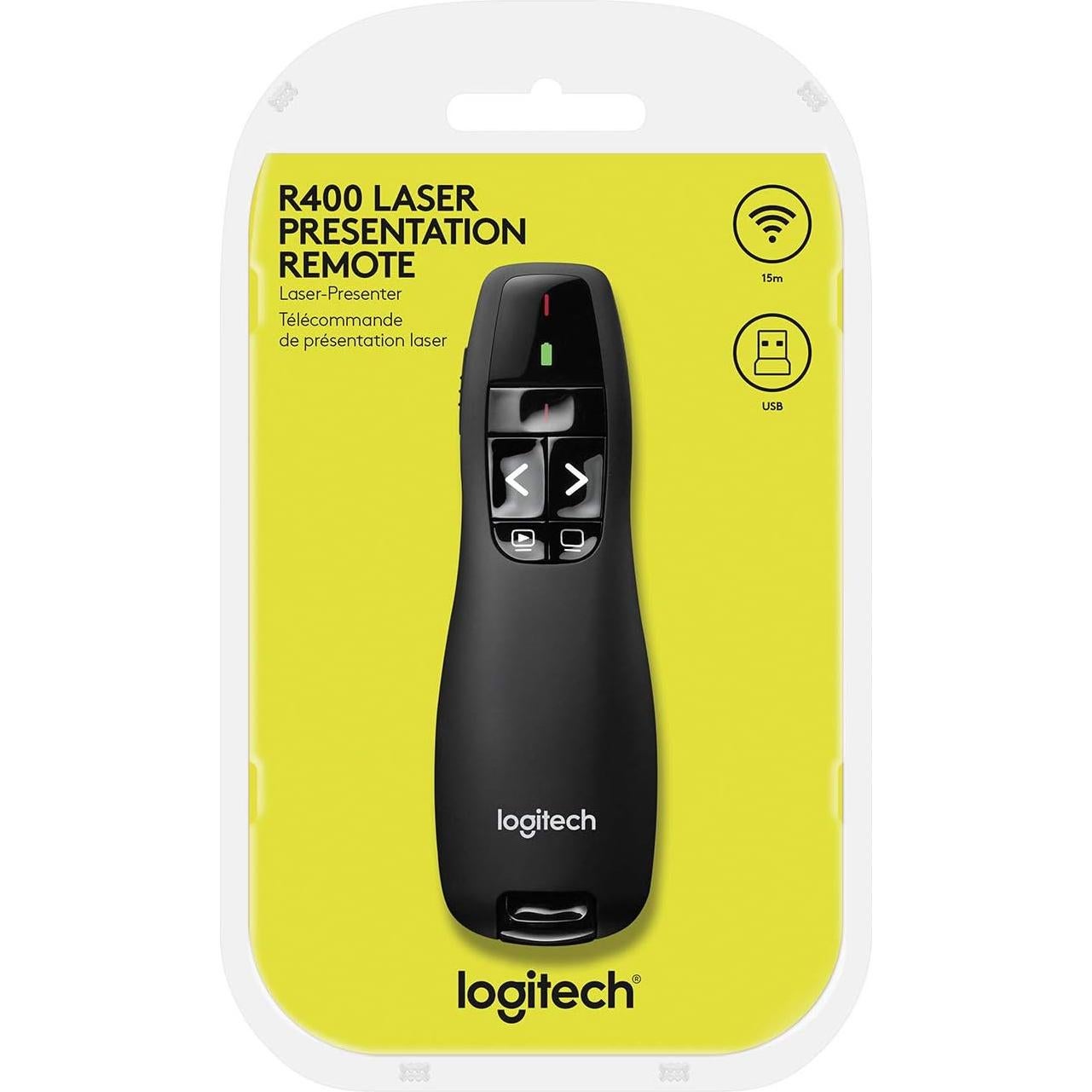 Presentador Inalámbrico Logitech R400 con Puntero Láser