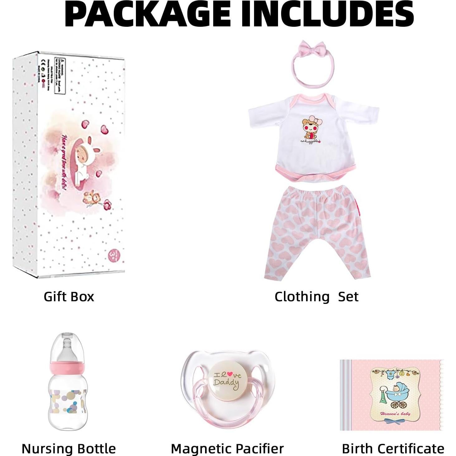 Muñeca Reborn Kaydora Lucy 45.72 cm Realista con Accesorios