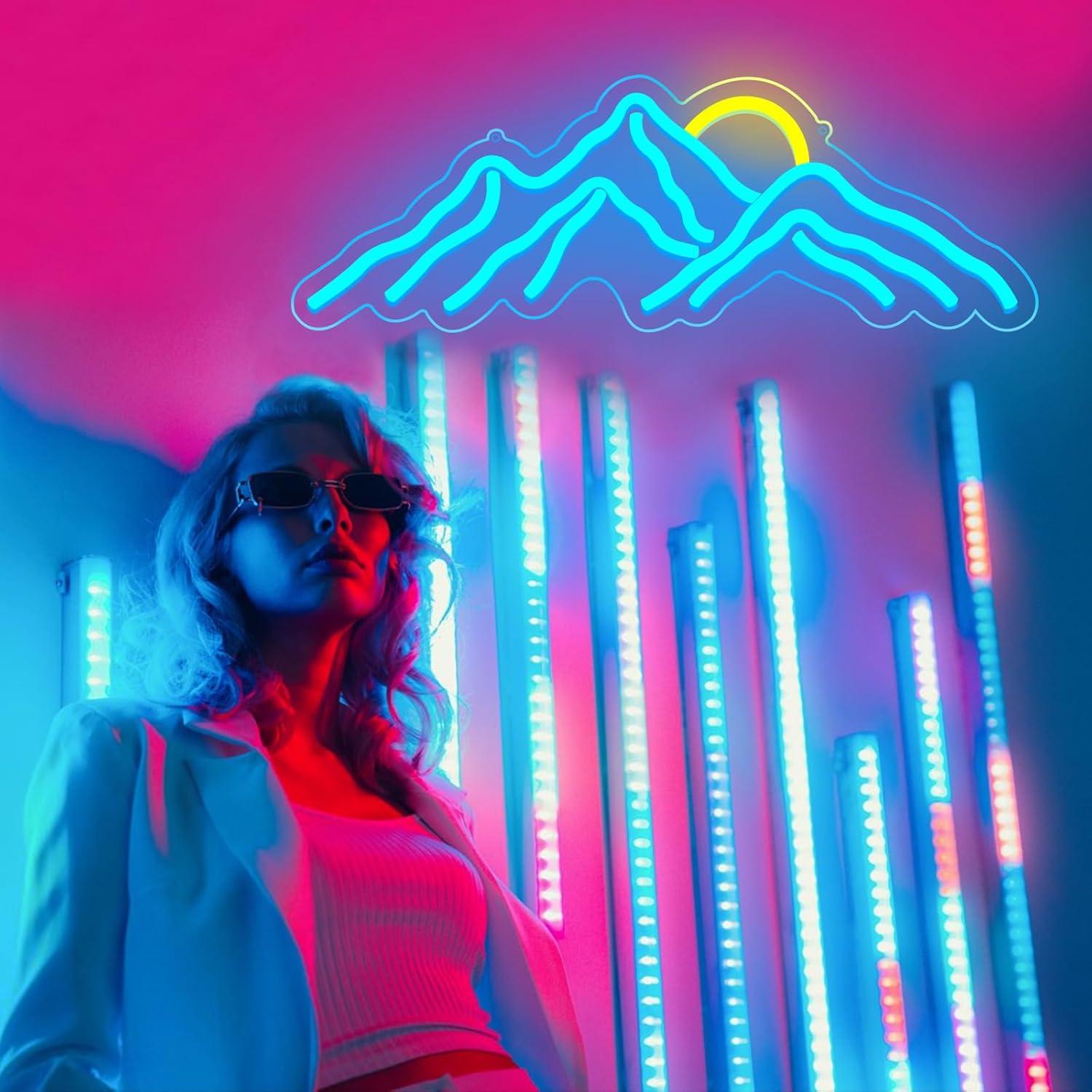 Luz de Neón DAKABUKA Montaña Azul Hielo 42x15cm USB