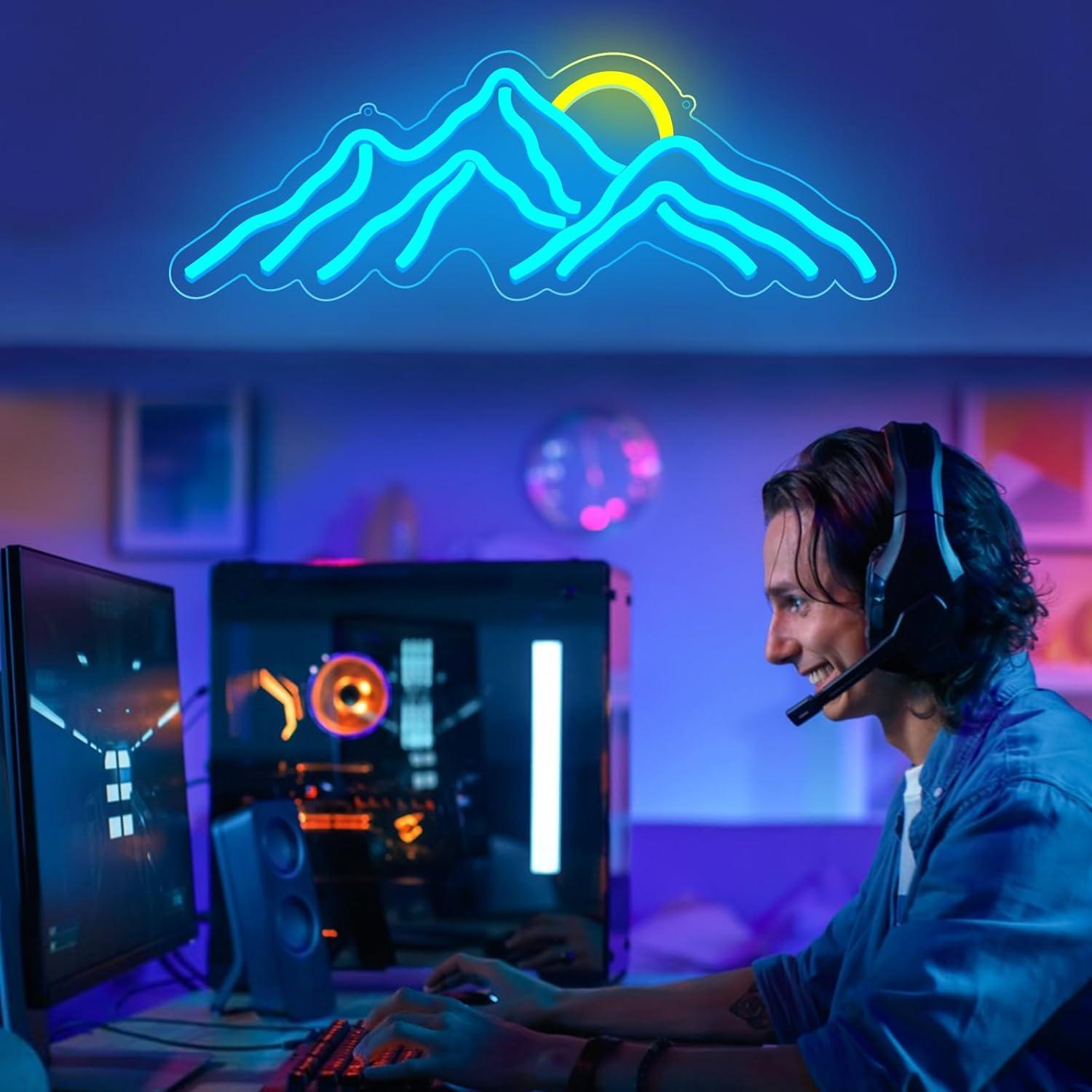 Luz de Neón DAKABUKA Montaña Azul Hielo 42x15cm USB