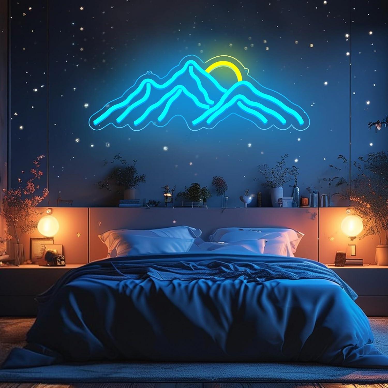 Luz de Neón DAKABUKA Montaña Azul Hielo 42x15cm USB