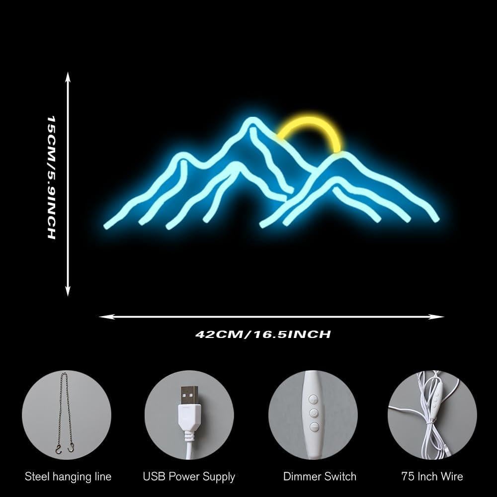 Luz de Neón DAKABUKA Montaña Azul Hielo 42x15cm USB