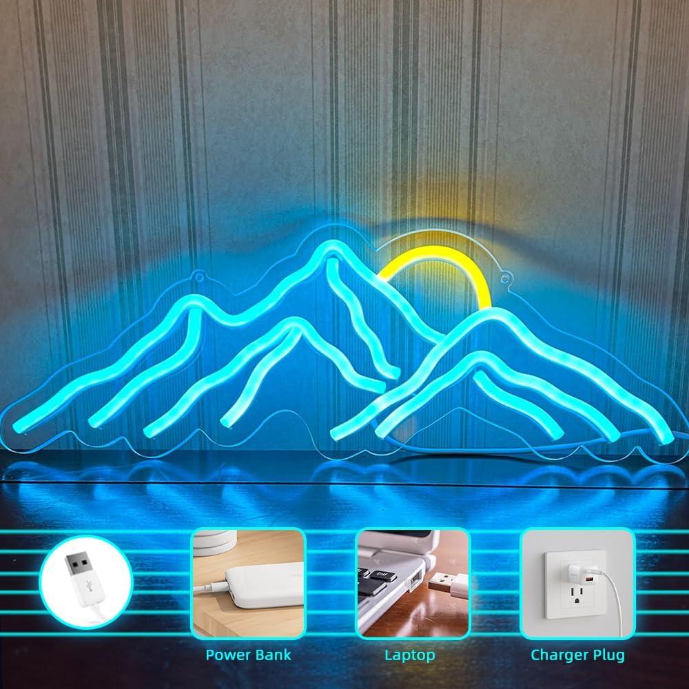 Luz de Neón DAKABUKA Montaña Azul Hielo 42x15cm USB