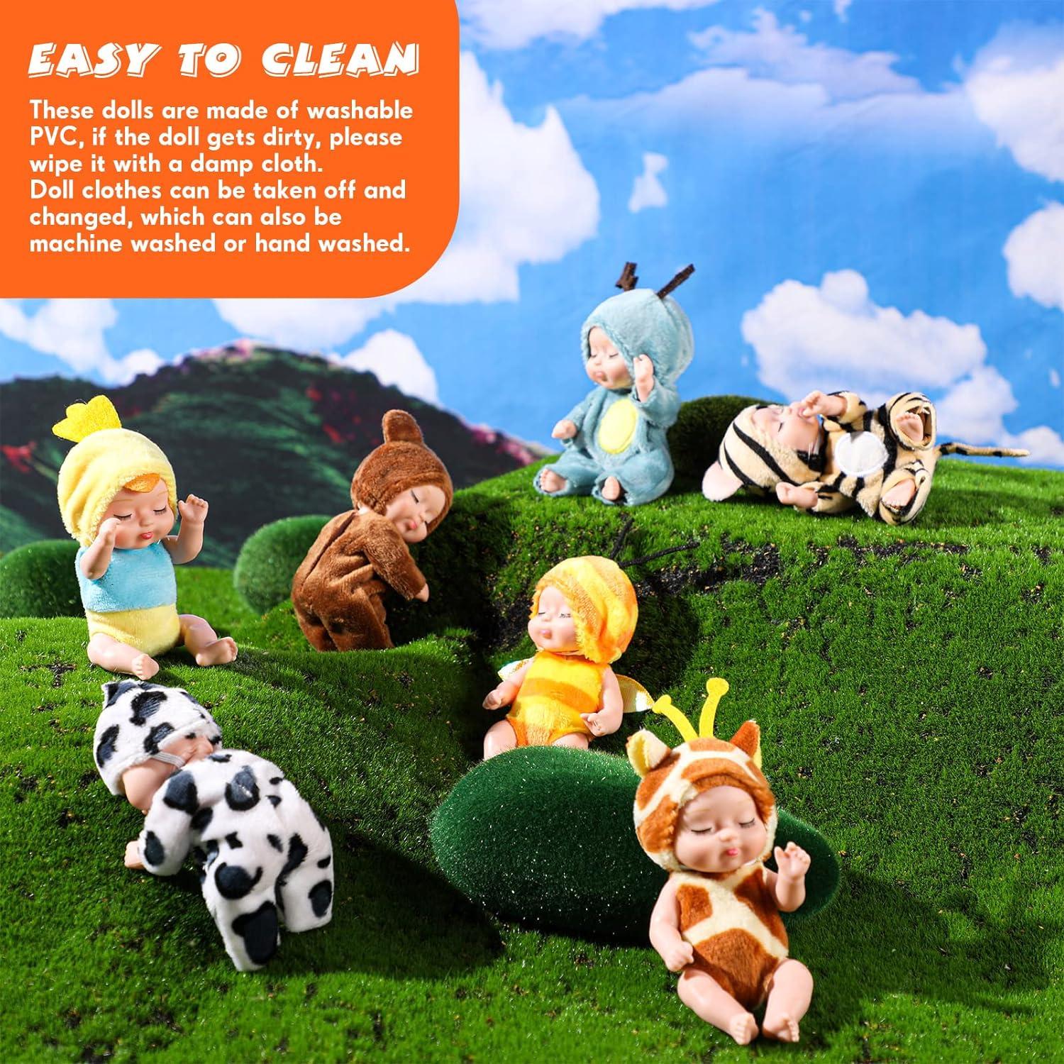 16 Mini Muñecas Reborn Realistas 11 cm con Ropa Variada