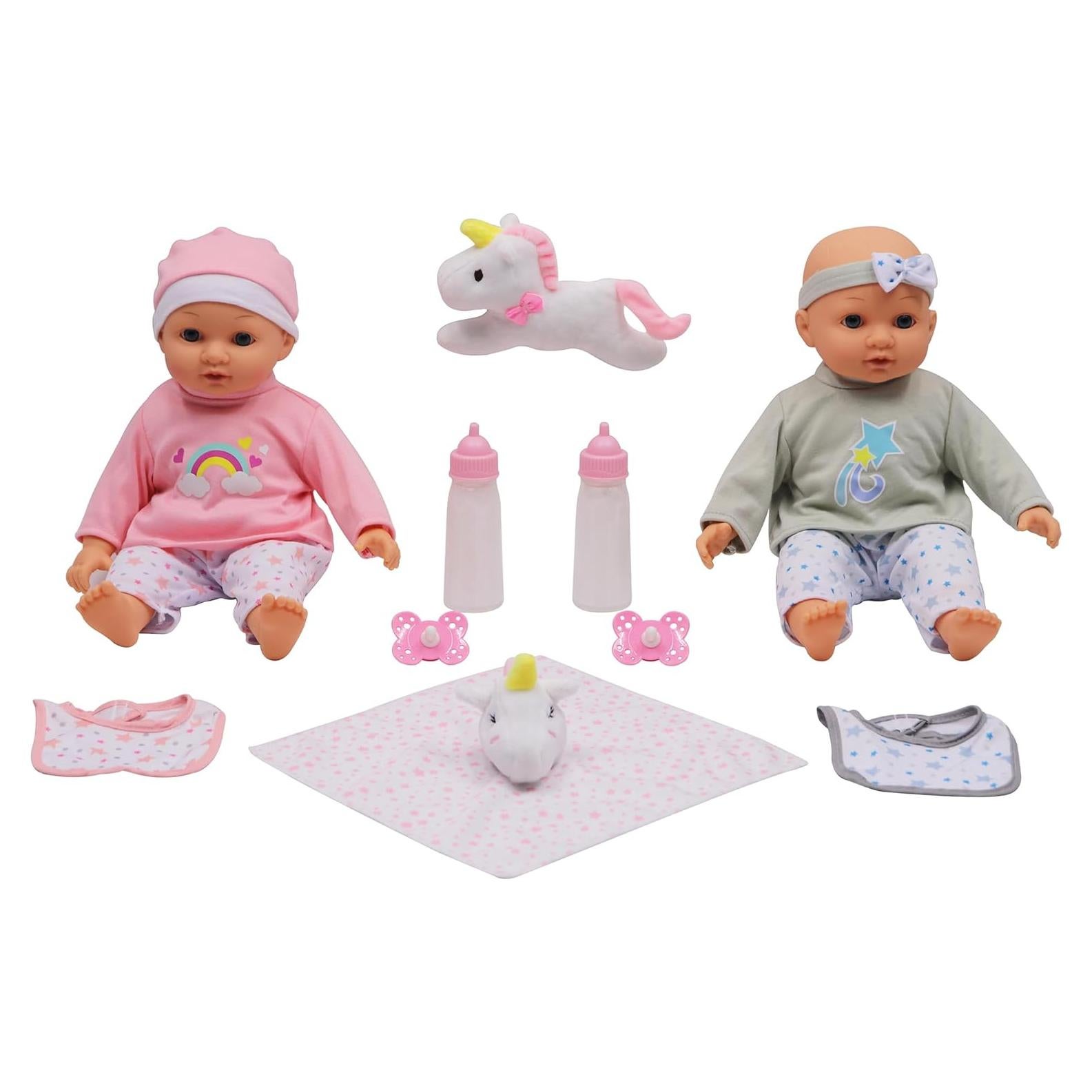 Muñecas Gemelas Bebé 35.5 cm Gi-Go Conjunto Sueño