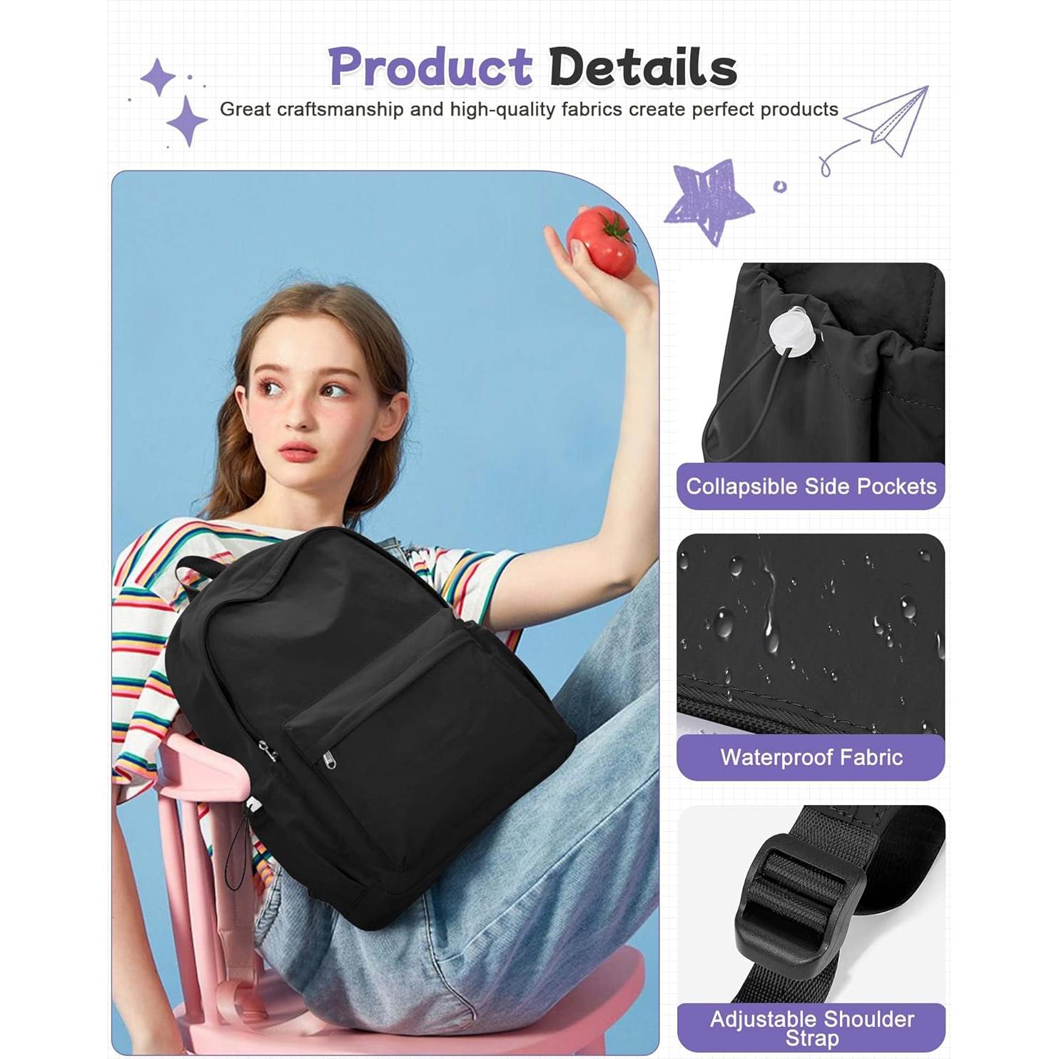 Mochila Escolar Negra BJLFS 42x33x12 cm 24L Antirrobo