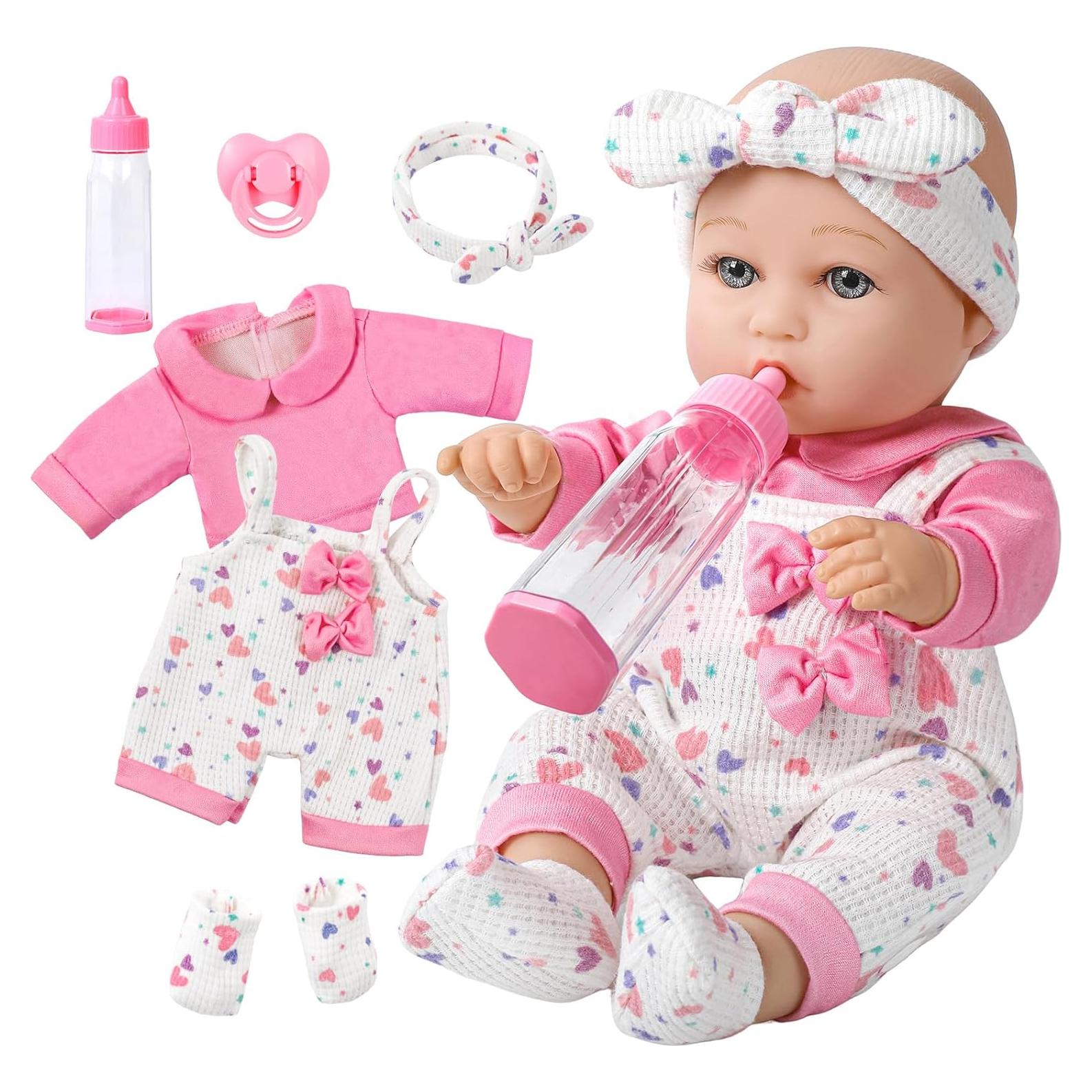 Muñeca XFEYUE 30 cm con ropa rosa y accesorios