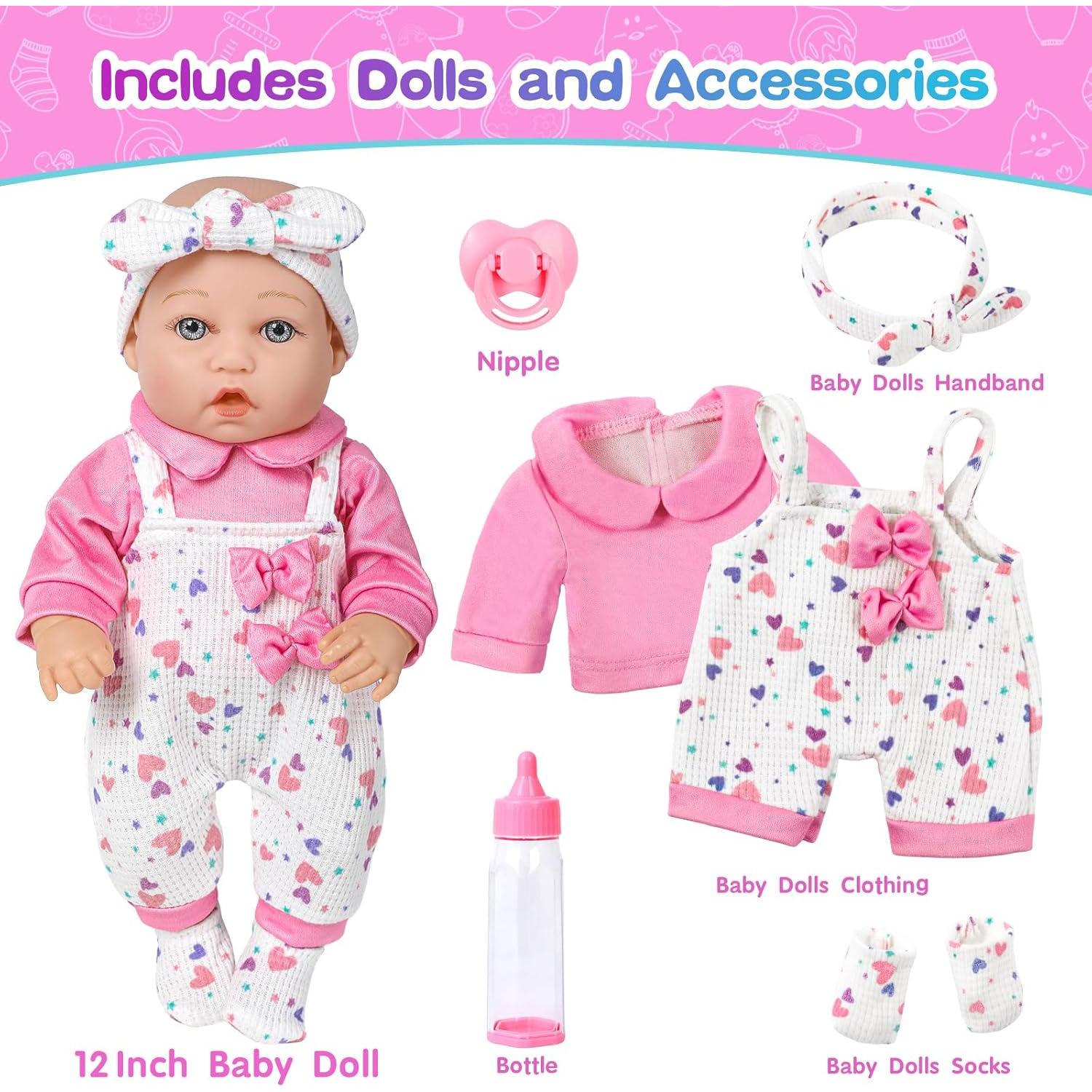 Muñeca XFEYUE 30 cm con ropa rosa y accesorios