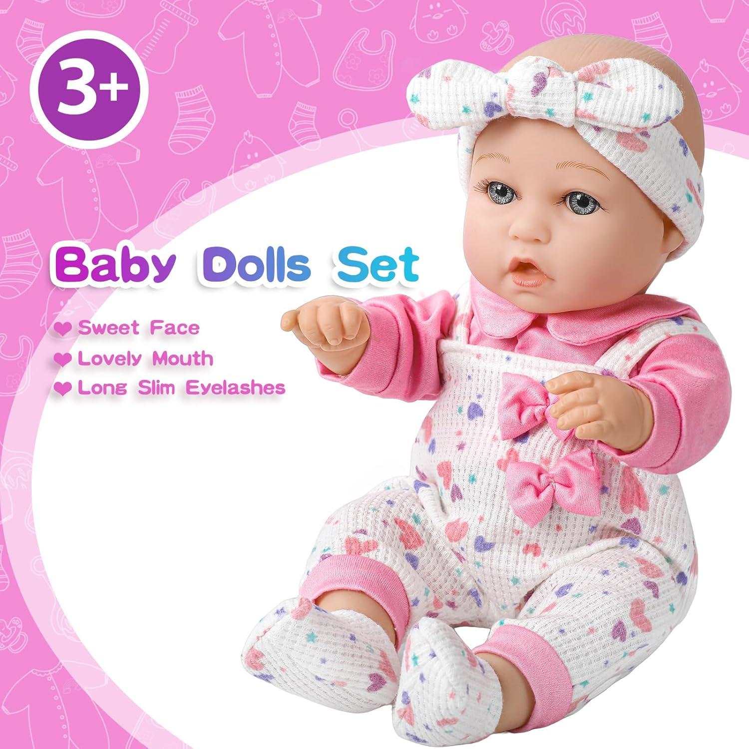 Muñeca XFEYUE 30 cm con ropa rosa y accesorios