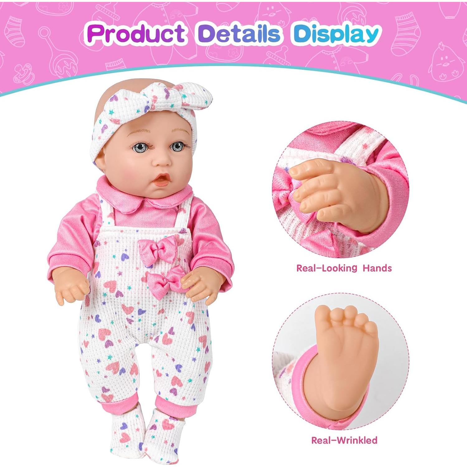 Muñeca XFEYUE 30 cm con ropa rosa y accesorios