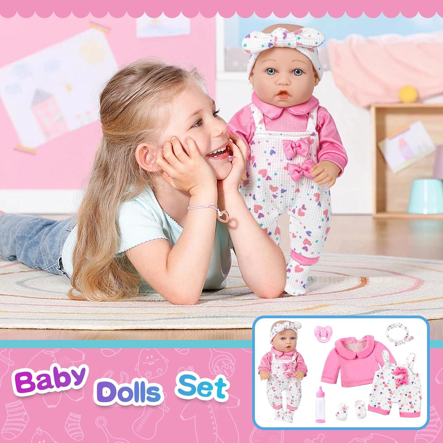 Muñeca XFEYUE 30 cm con ropa rosa y accesorios